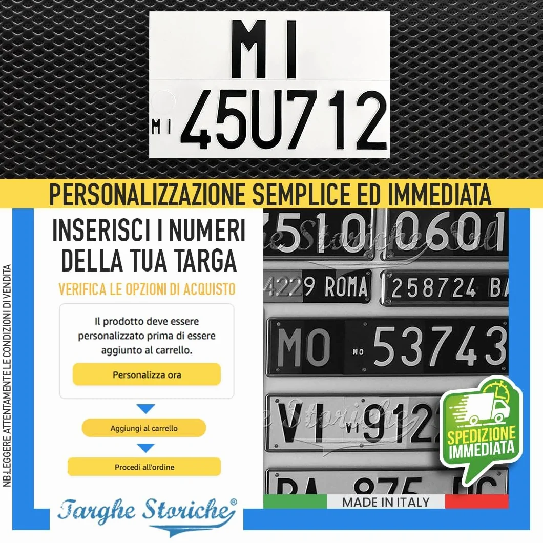 Targa Personalizzata Modello Posteriore 1985-1994 Alluminio Catarifrangente Made in Italy