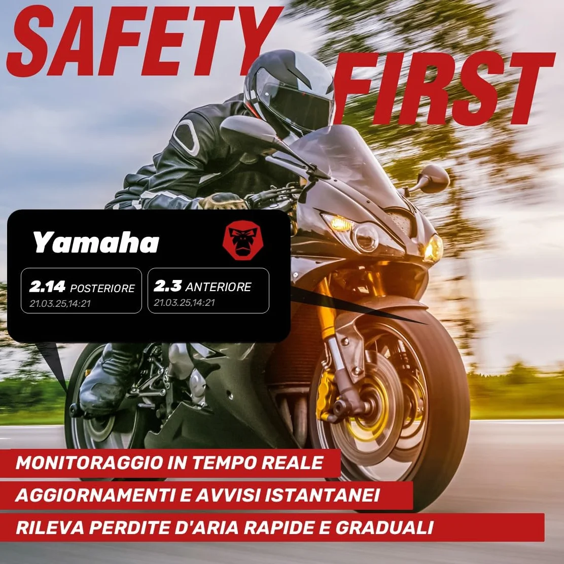 Sensori RDKS – Sistema di Controllo preciso della Temperatura degli Pneumatici e della Pressione degli Pneumatici, 2 x TPMS sensore di Pressione Pneumatici da 3,5", valvola Bluetooth 5.0,