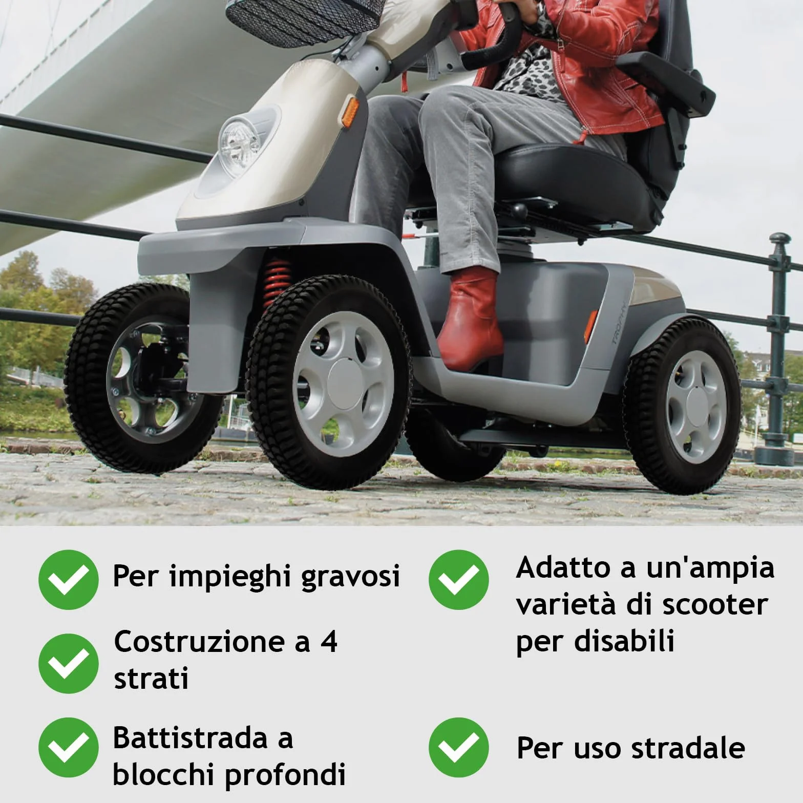 SPARES2GO Pneumatico 3.00 x 8 Mobilità Pneumatica Scooter Block Battistrada 300x8 3.00x8 8" Cerchio