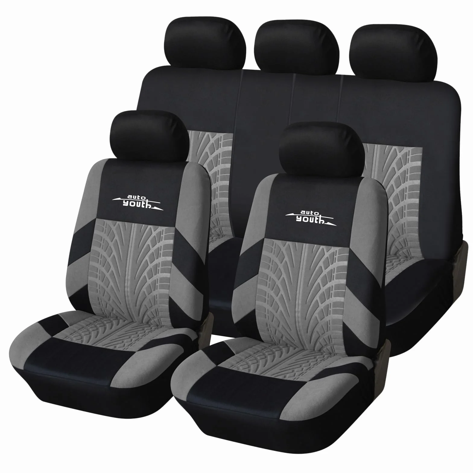 AUTOYOUTH Copri Sedili Auto Universali Compatibile Airbag Laterale Nero Grigio
