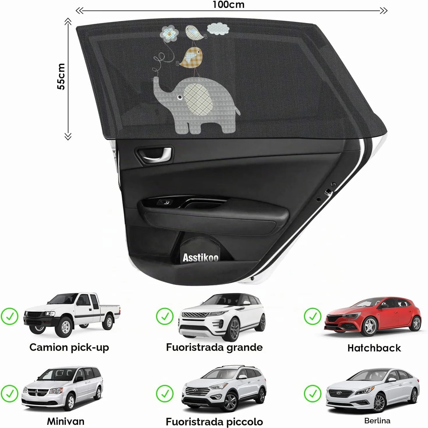 Parasole Auto Bambini 2 Pezzi Anti-UV Anti-Zanzara Tendina Laterale
