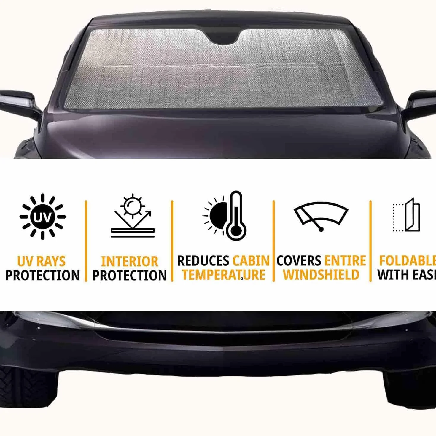 Parasole Auto 150x80cm Parabrezza Interno Pieghevole Riflettente Protezione UV