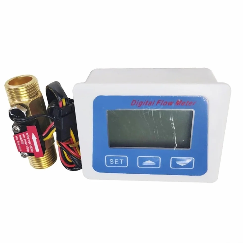 Misuratore di portata del carburante con contatore LCD e sensore, misura il consumo totale di acqua e l'intervallo di temperatura