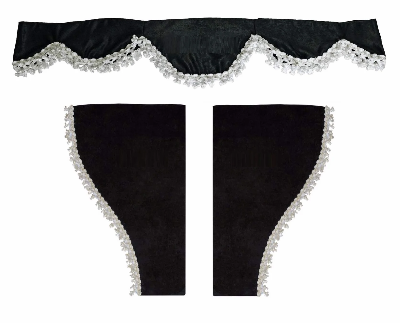 Set di 3 tende decorative in peluche con pompon bianchi per camion Volvo (nero)
