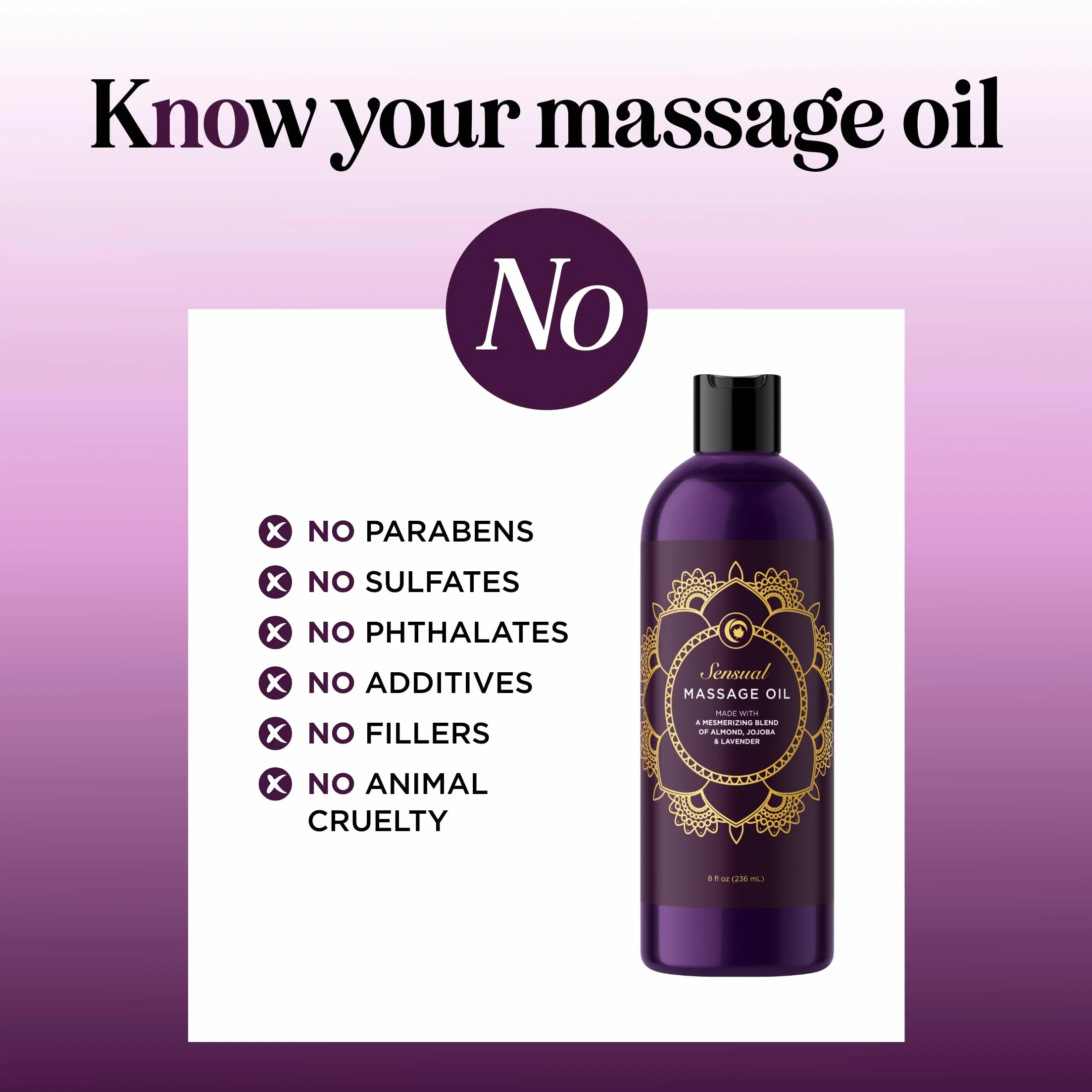 Maple Holistics Puro Olio di Lavanda Sensual Massage Oil Rilassante Mandorle & Olio di Jojoba Natural Therapy Ipoallergenico Pelle 100% Made in USA