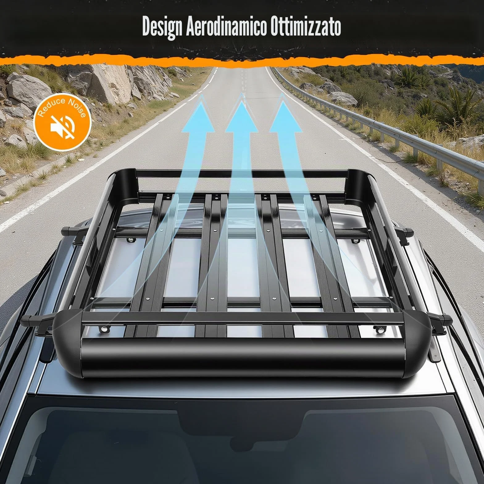 Portapacchi universale da tetto per auto, 127 x 97 cm, con una portata massima di 68 kg, adatto per tutti i tipi di SUV tutti i modelli