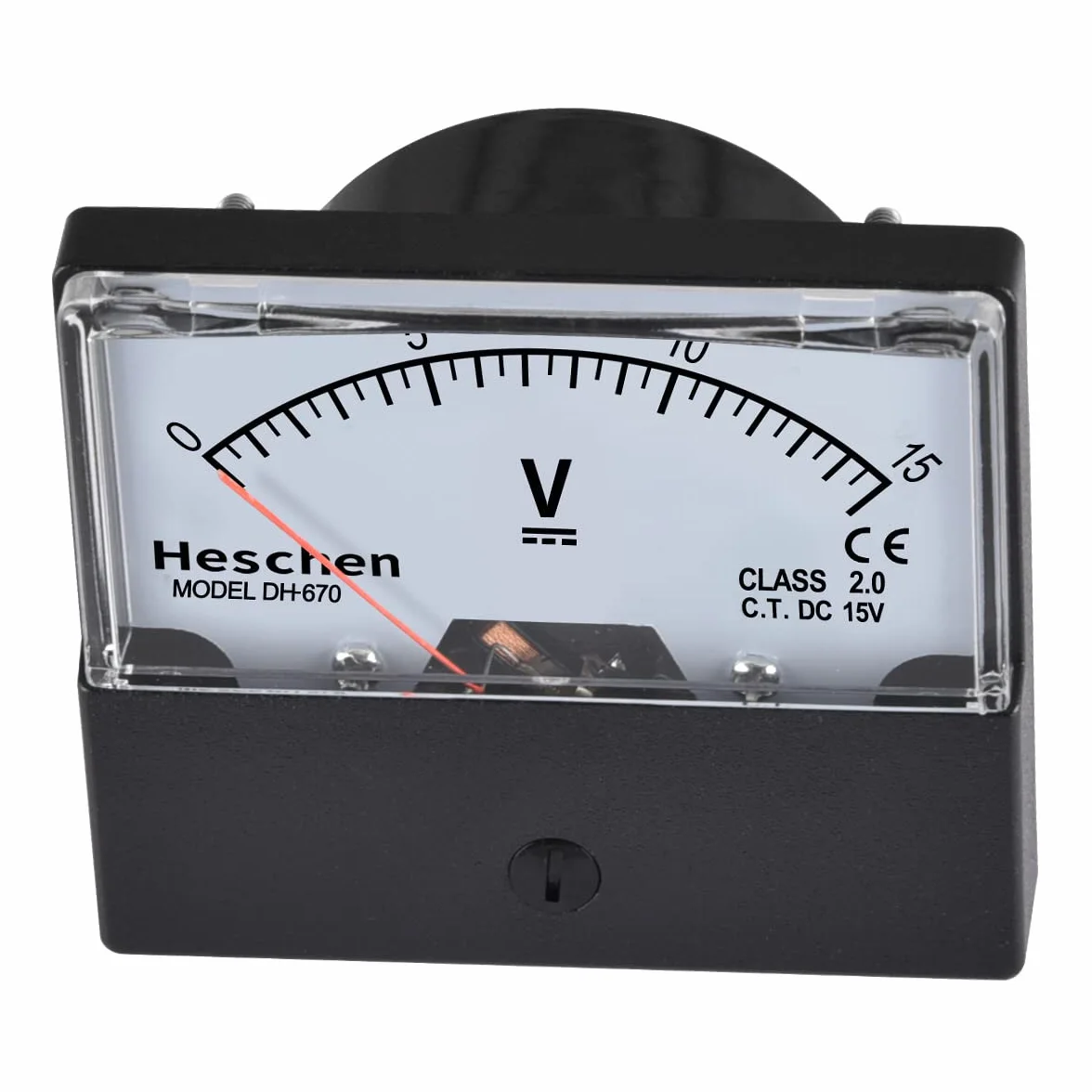 Heschen Voltmetro Rettangolare Analogico DH-670 DC 0-15 V Classe 2.0 CE