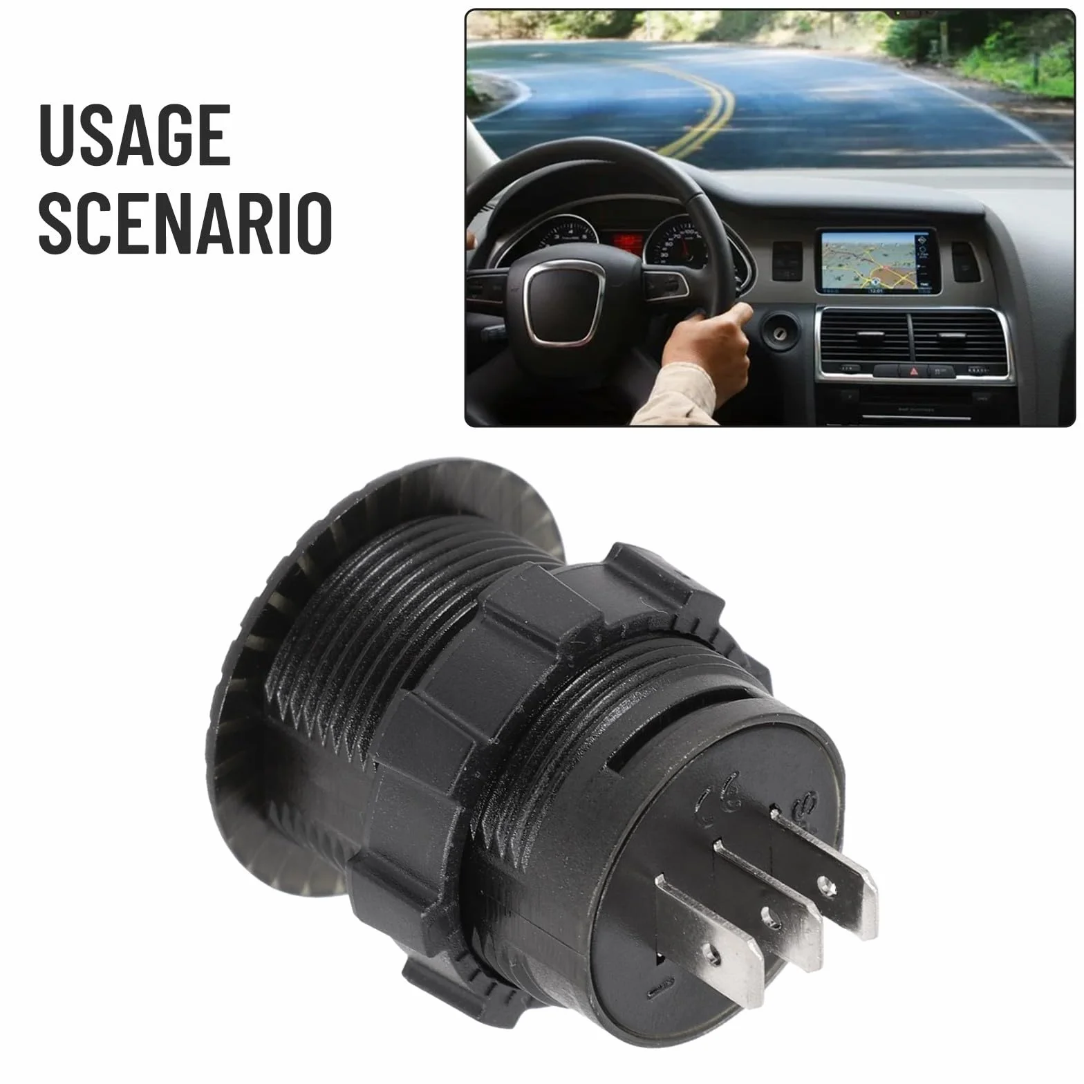 Pannello orologio digitale per auto e barca 12 V-24 V, display a LED con illuminazione verde, tensione DC 12-24 Volt, foro di montaggio da 28 mm, nero