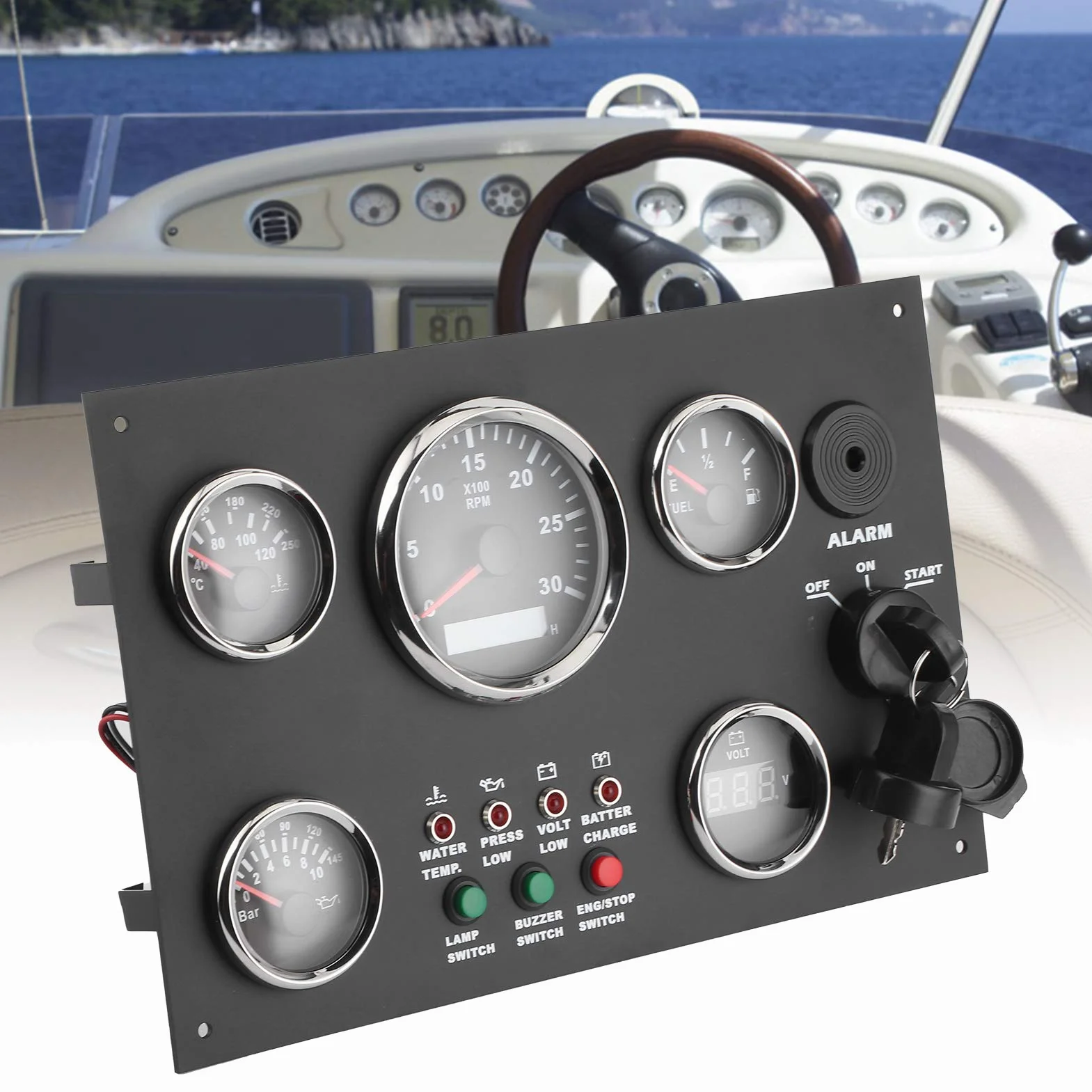 Quadro Strumenti, Quadro Strumenti Digitale Set 12V/24V per Barche da Pesca Rvs Yachts Veicoli modificati per Camion Auto Marine