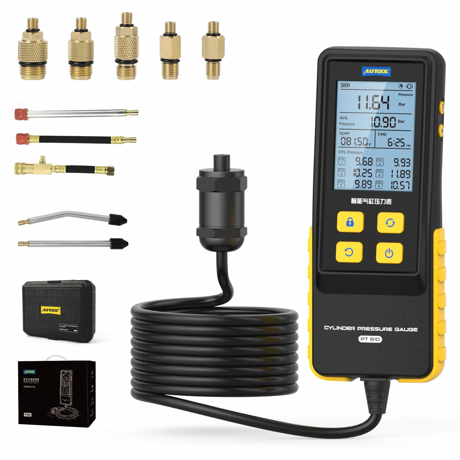 AUTOOL Tester di compressione - Benzina & Diesel Tester di compressione motore (PT610)