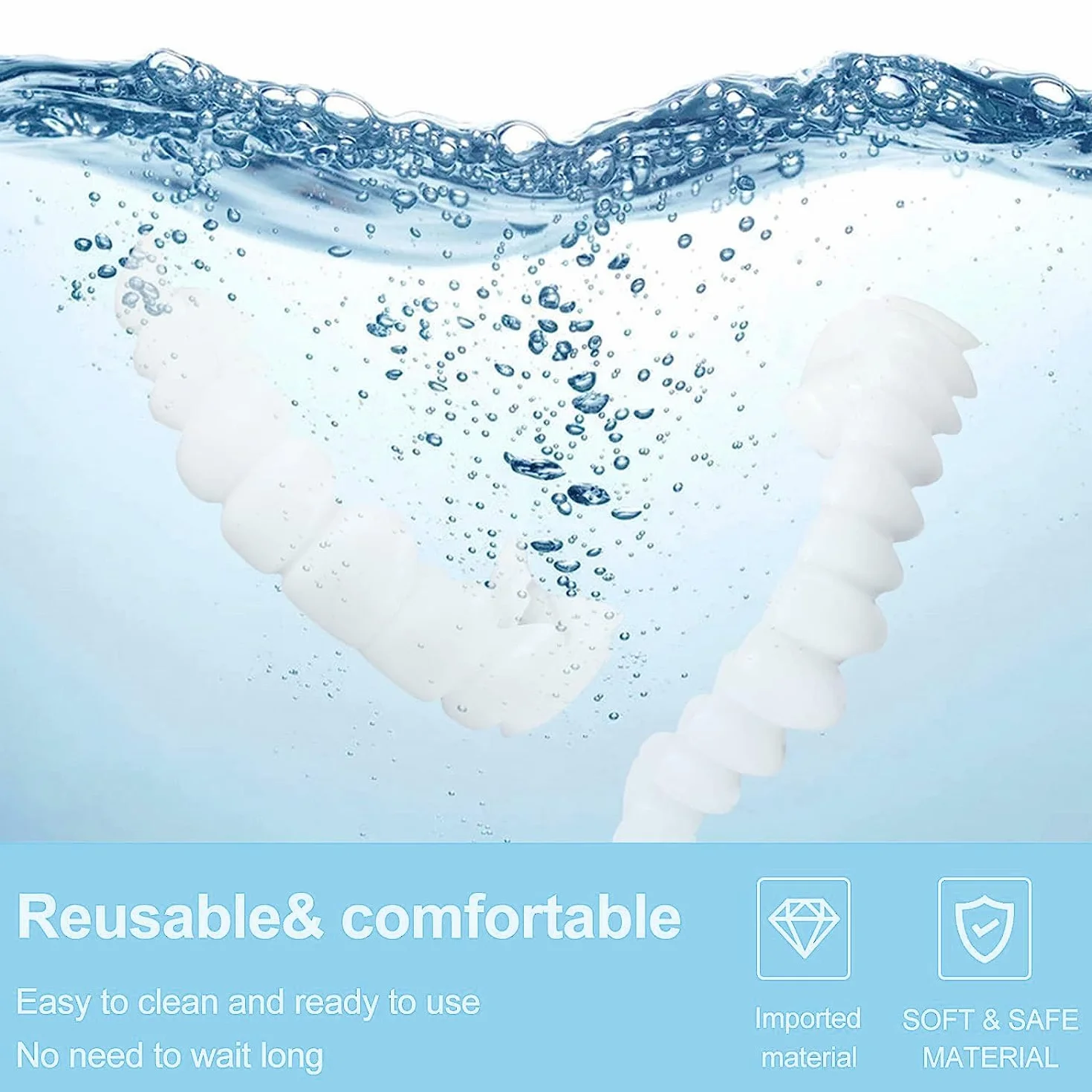 Snap on Faccette Dentali Provvisorie 4 Paia, Set Upper Lower Magic Teeth Brace, Smile Veneer Temporary Comfort Teeth per Uomo e Donna