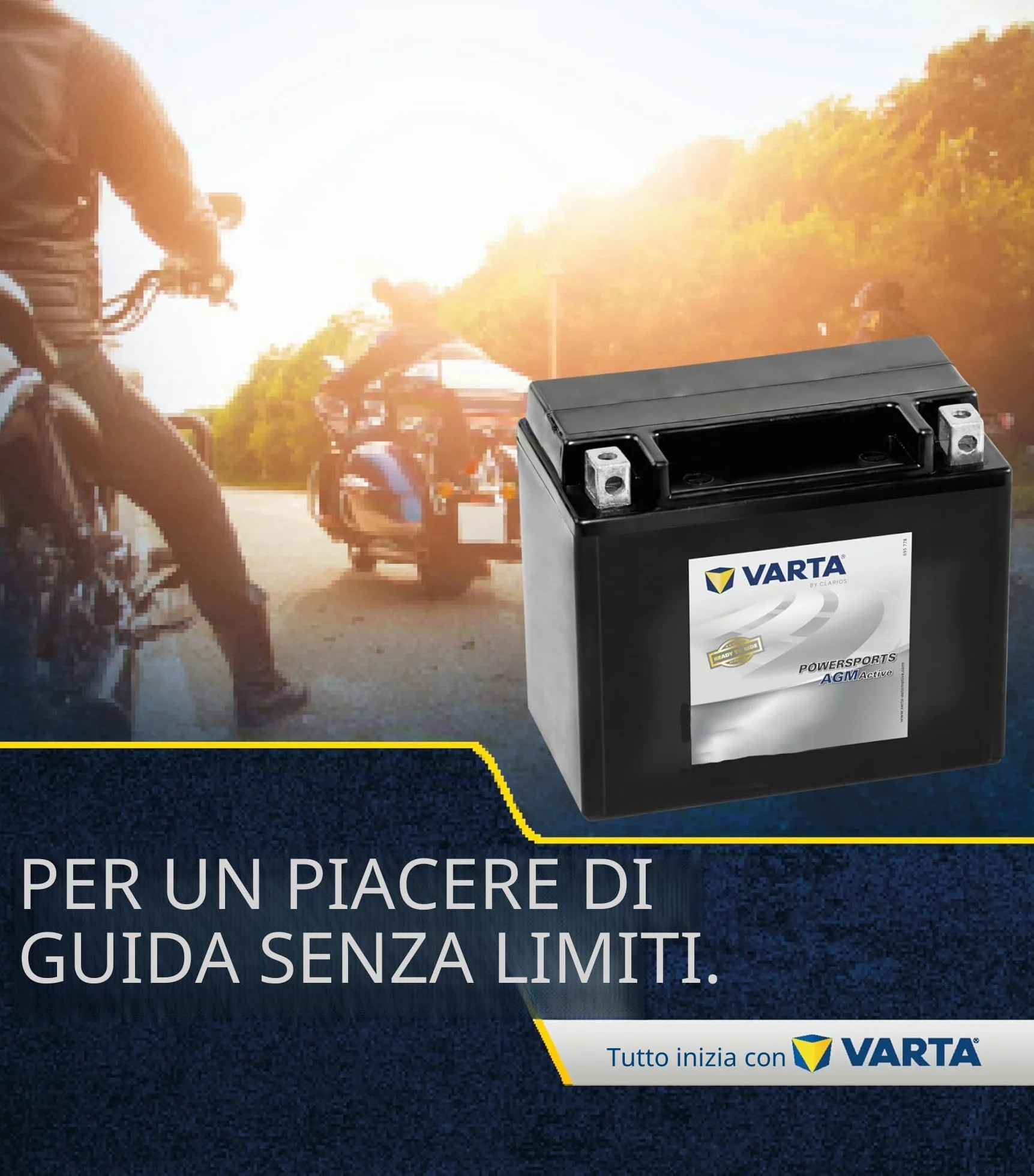 VARTA Batteria per moto 3 Ah 50 A Powersports Active AGM nera