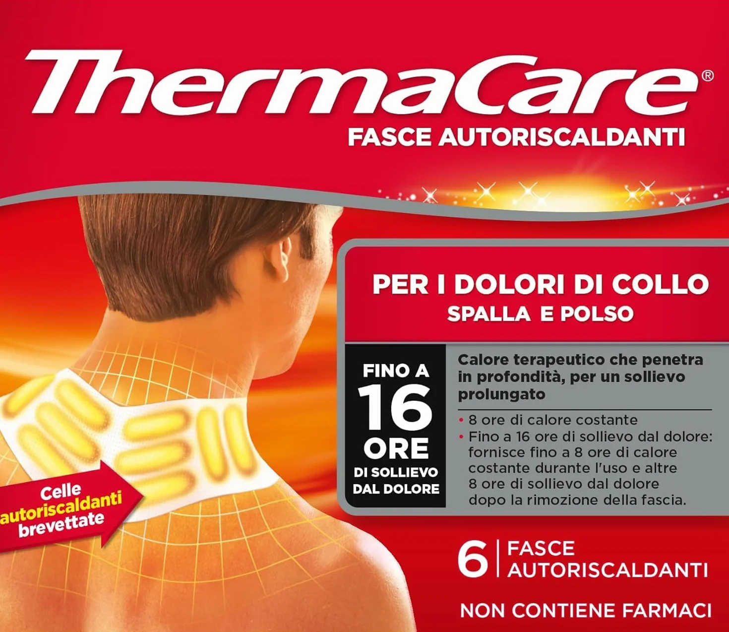 ThermaCare Fasce Autoriscaldanti a Calore Terapeutico 8 Ore, 6 Pezzi per Dolori di Collo Spalla Polso