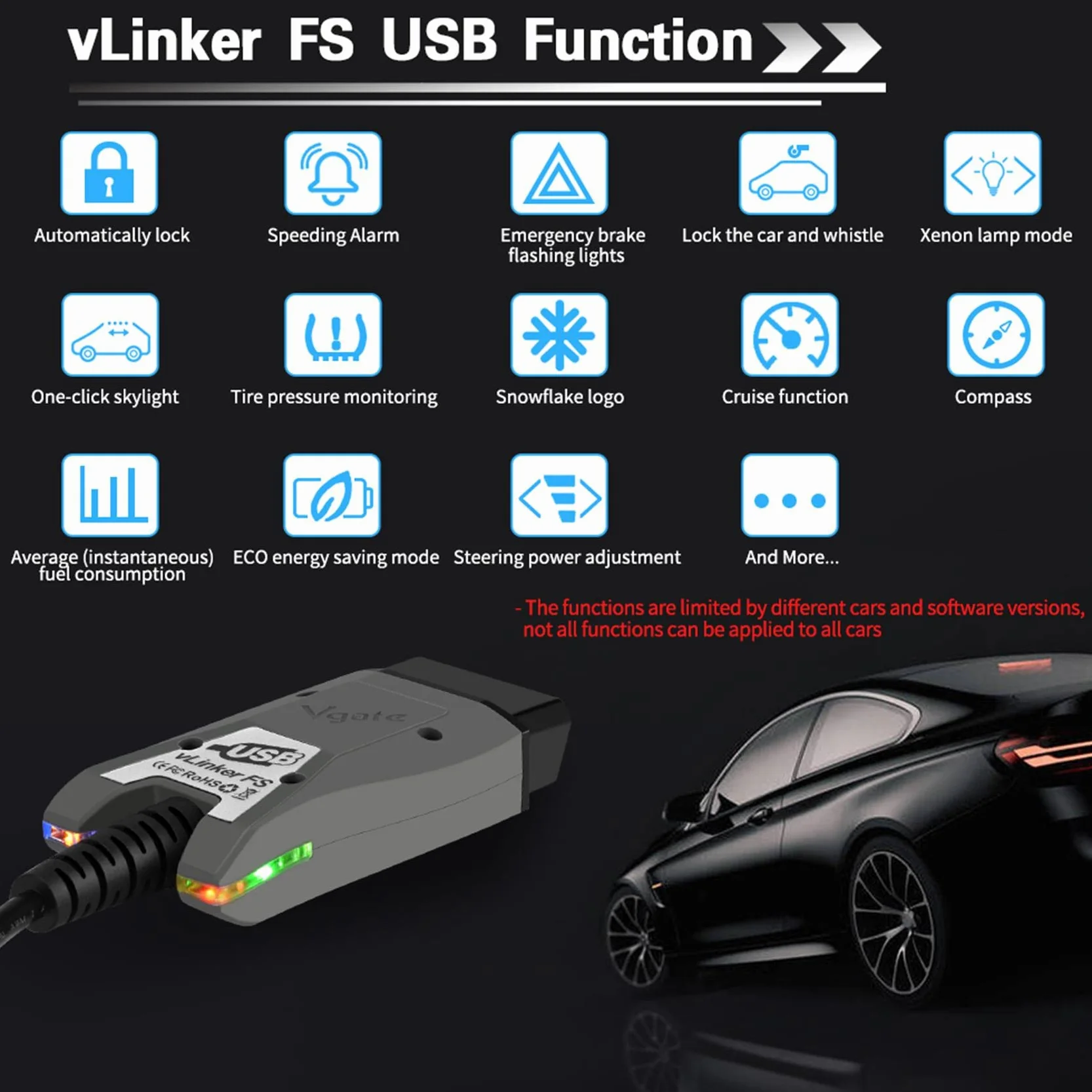 vLinker FS OBD2 USB Adattatore per FORScan HS/MS-CAN Interruttore Automatico