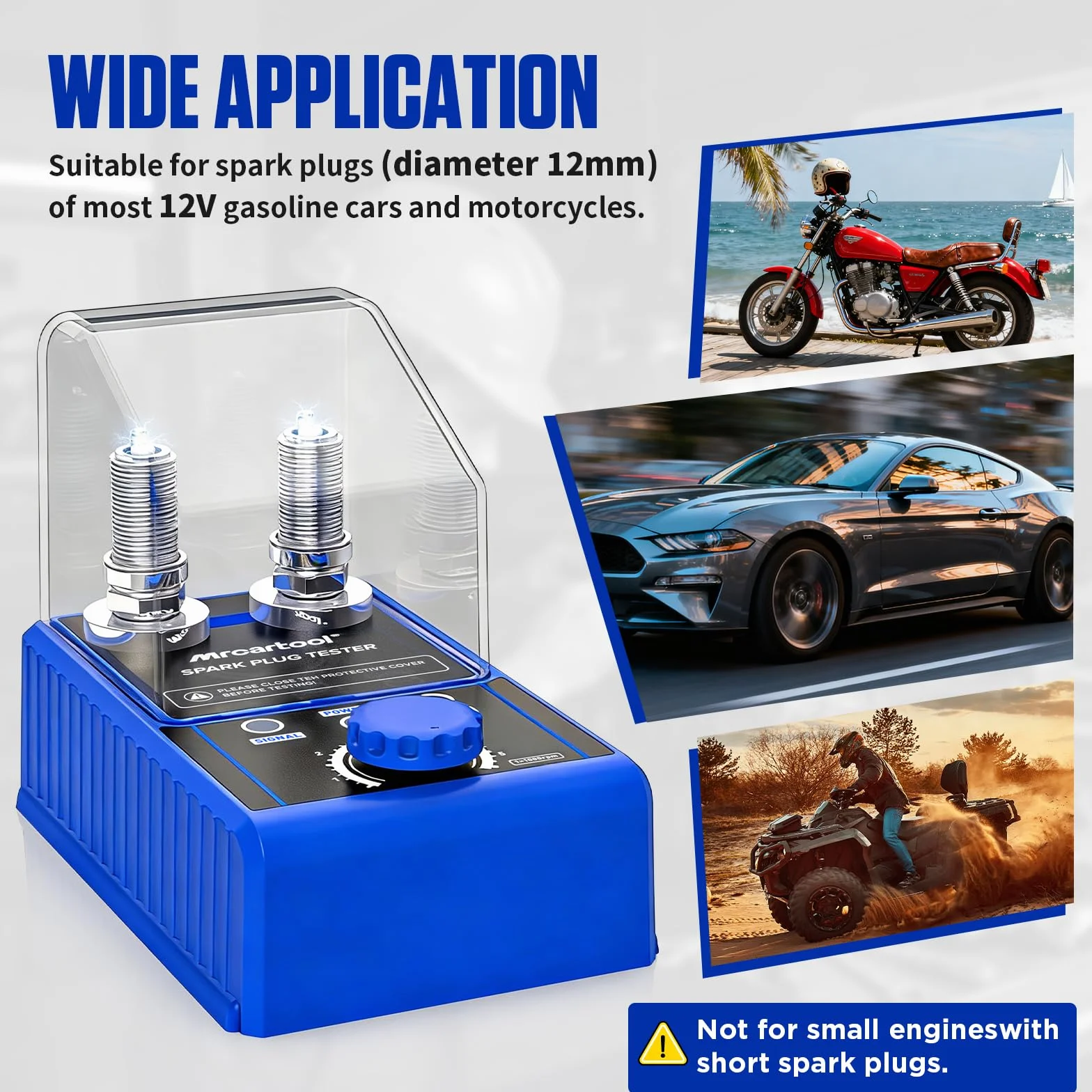 Tester per candele di accensione 220 V 12 V doppio foro regolabile per auto MRCARTOOL