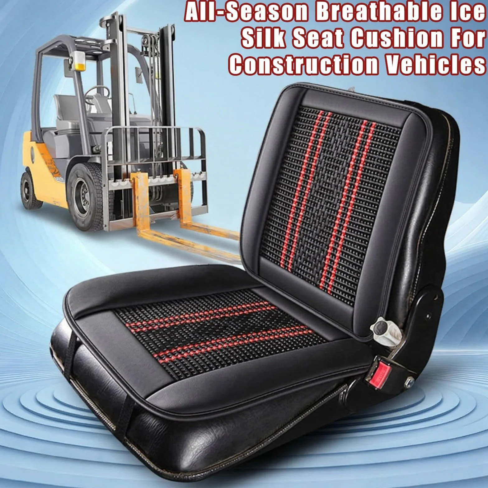 Blueshyhall Coprisedile per trattore, traspirante, rinfrescante, sedile per trattore, sedile in seta di ghiaccio e similpelle, antiscivolo, lavabile, rivestimento per carrelli elevatori (nero)