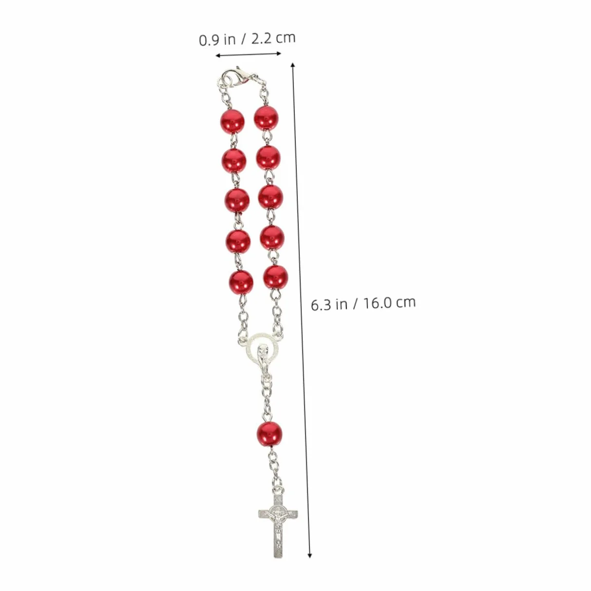 Rosario per Auto Specchietto Retrovisore Croce in Metallo Rosso, Set 2 Pezzi, Decorazione Religiosa Uomo Donna, Accessorio Interni Veicolo per Spiritualità e Stile Stili Multipli