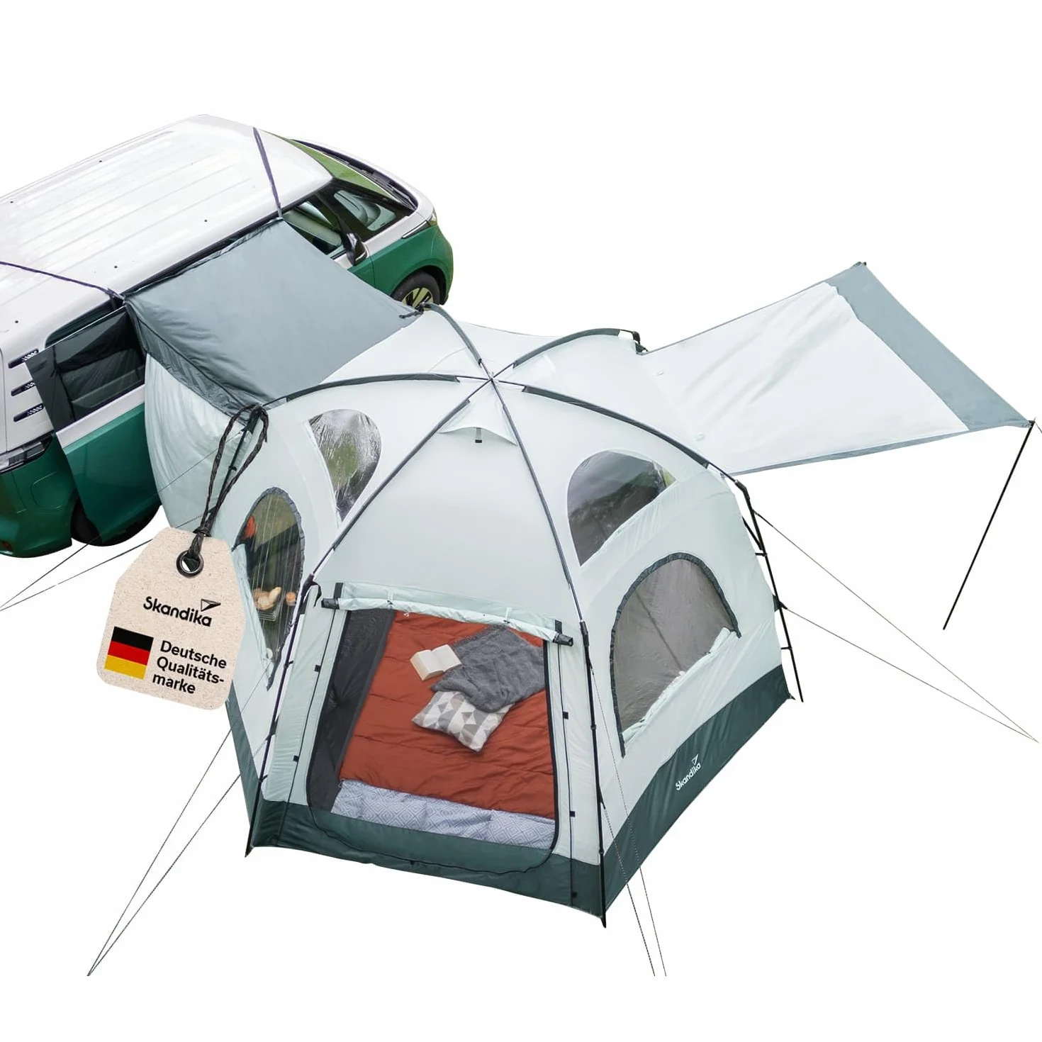 Skandika Pitea Dome Tenda per auto, autobus, furgoni | Indipendente, per 2-4 persone, 2,2 m di altezza, 10,4 m² di superficie abitabile, 3 ingressi, zanzariera, 3000 mm di colonna d'acqua