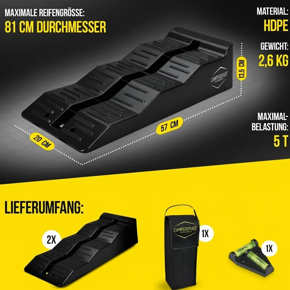 Rampa di carico per camper e roulotte - Rampa di sollevamento auto a 3 livelli [set di 2] | Rampa auto resistente per camper e roulotte | Rampa auto stabile