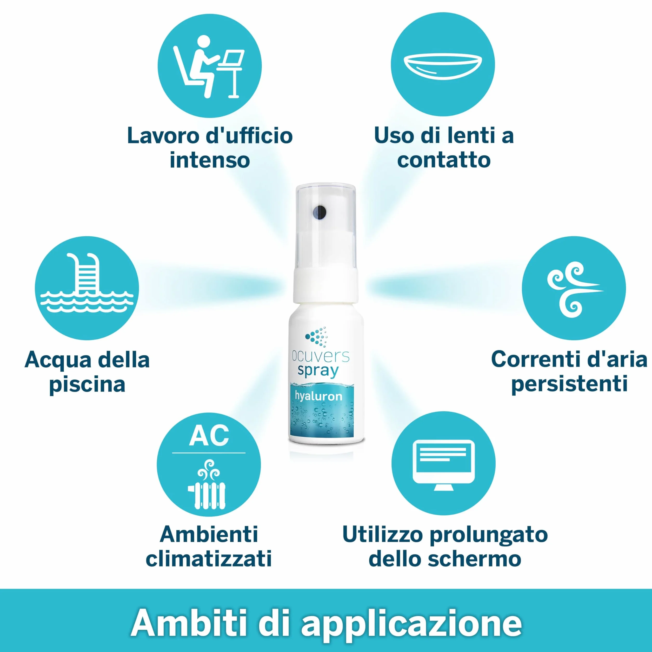 Ocuvers Hyaluron Spray Oculare 15 ml – spray per secchezza oculare con liposomi, senza conservanti