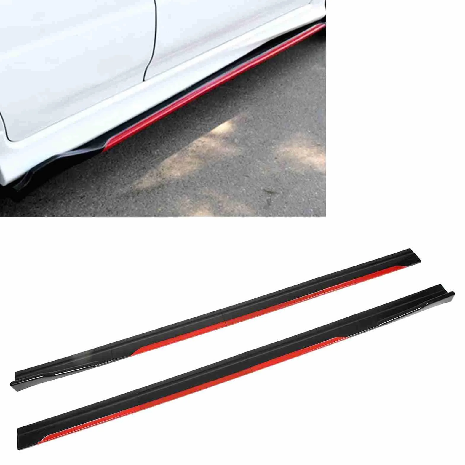 8PCS Minigonna Laterale Auto, Styling Nero Brillante Rosso Trim Splitter Diffusore Winglet Universale per Civica, Riduce Gli Spruzzi