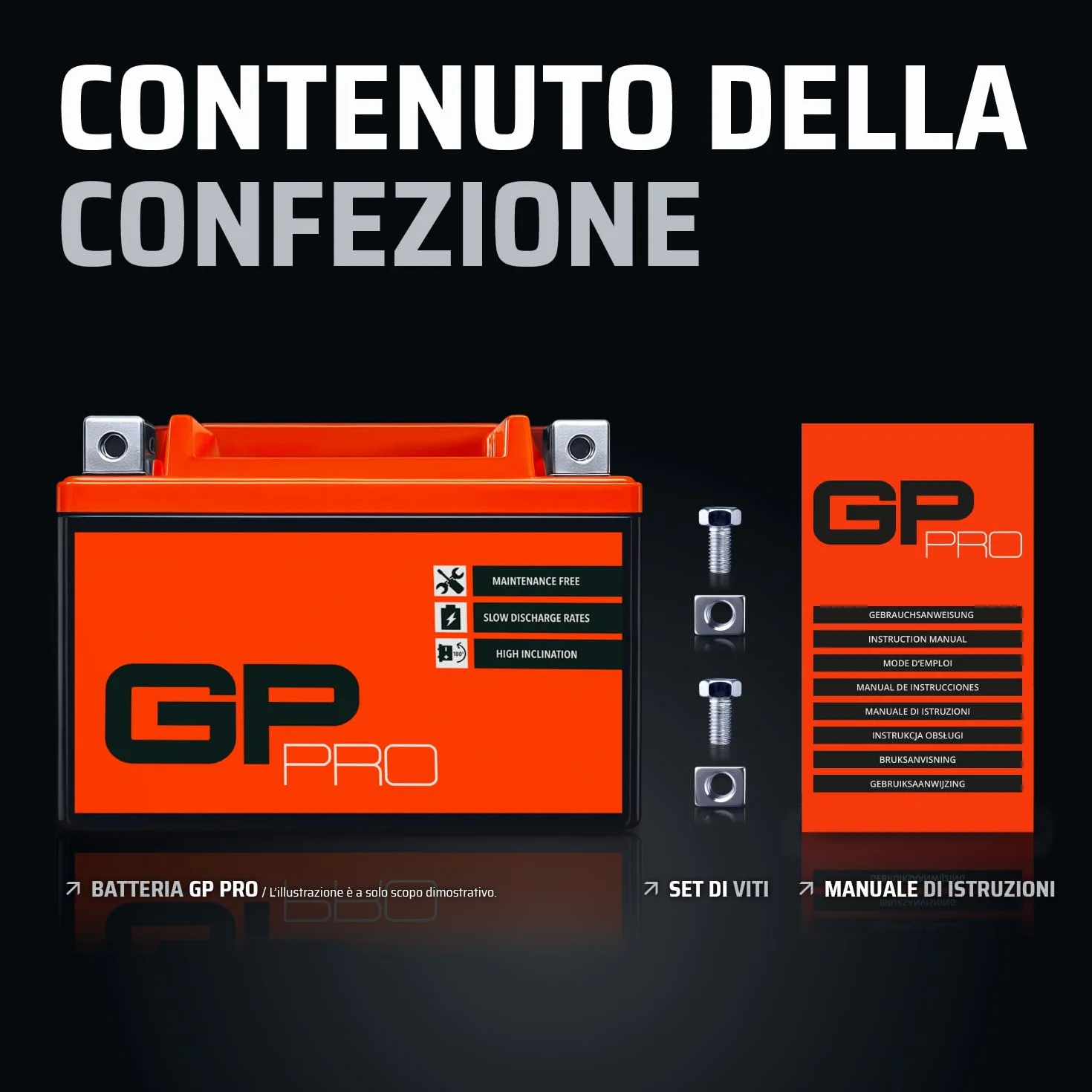 GP-PRO GTX12-BS 12V 12Ah GEL Batteria di avviamento (compatibile con YTX12-BS / 51012) (Esente da manutenzione/Sigillato) Moto Accumulatore