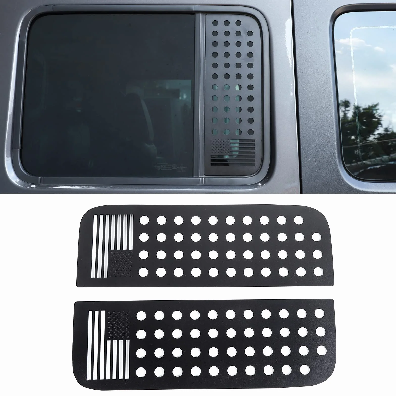 Decalcomanie finestrini posteriori Jeep Wrangler JL Unlimited 4 porte 2018-2022 Gladiator JT bandiera Stati Uniti