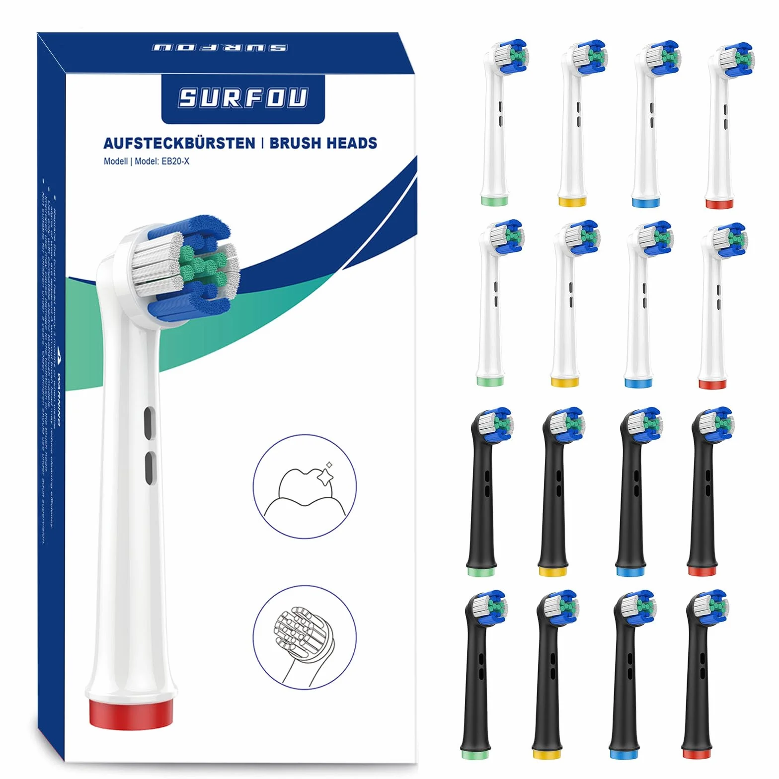 16 Stück Aufsteckbürsten Kompatibel mit Oral B Zahnbürste, Ersatzbürstenköpfe Elektrisch