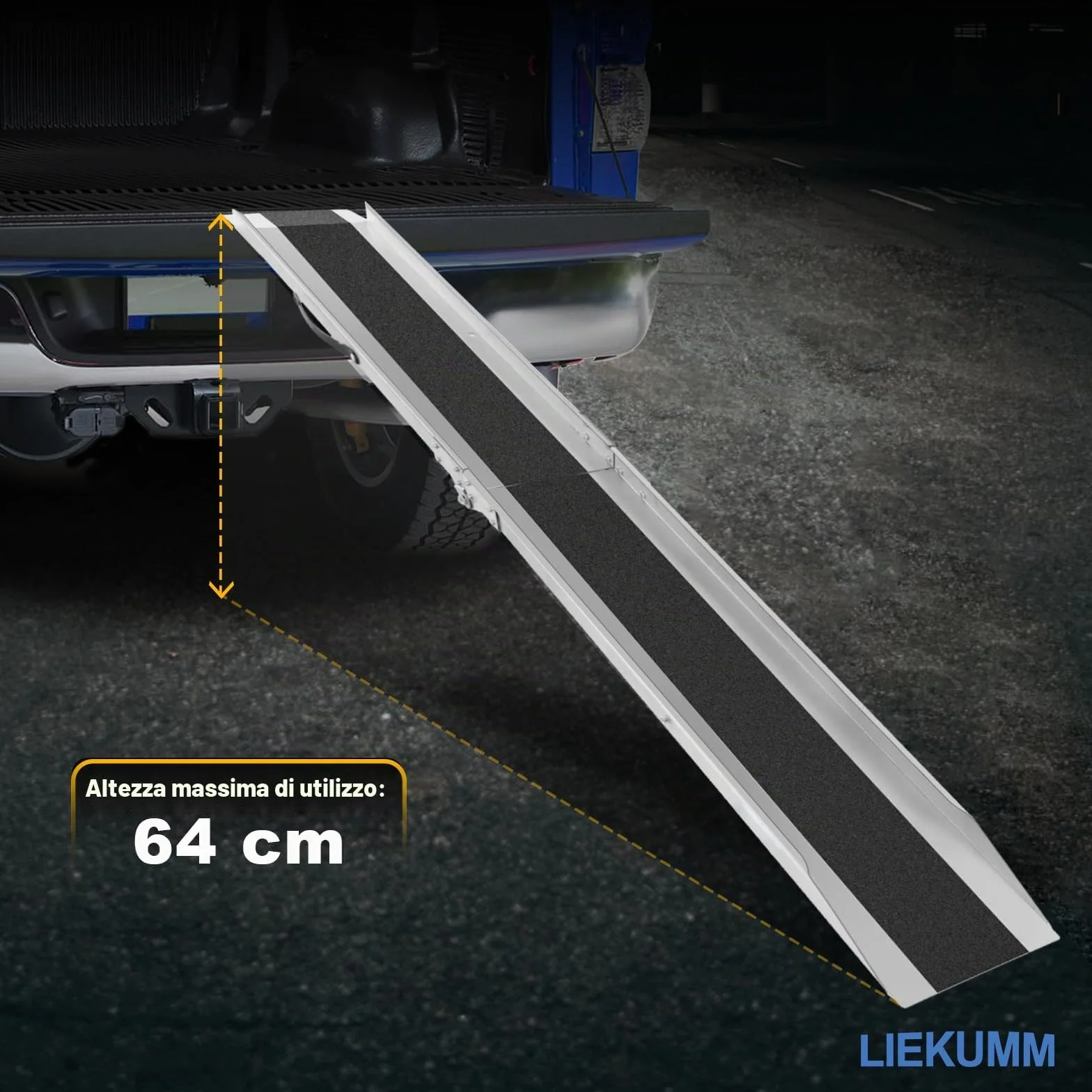 LIEKUMM Rampa di Carico Moto, 180cm Rampa pieghevole in acciaio con pellicola antiscivolo, 280KG capacità Rampa resistente per moto ATV Van Mower