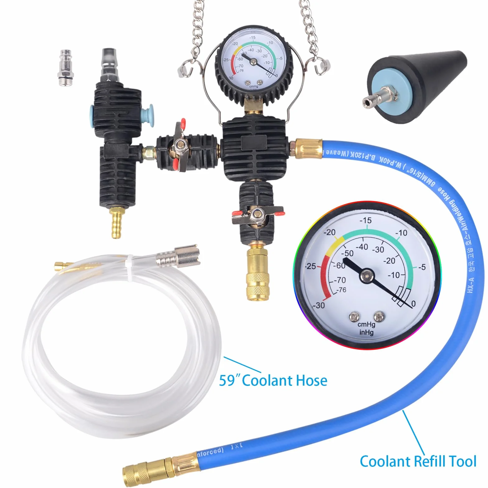 DAYUAN 28 Pezzi Universale Radiatore Pressione Tester Kit per Il Test del Sistema di Raffreddamento, Strumento ad Aria compressa per Auto