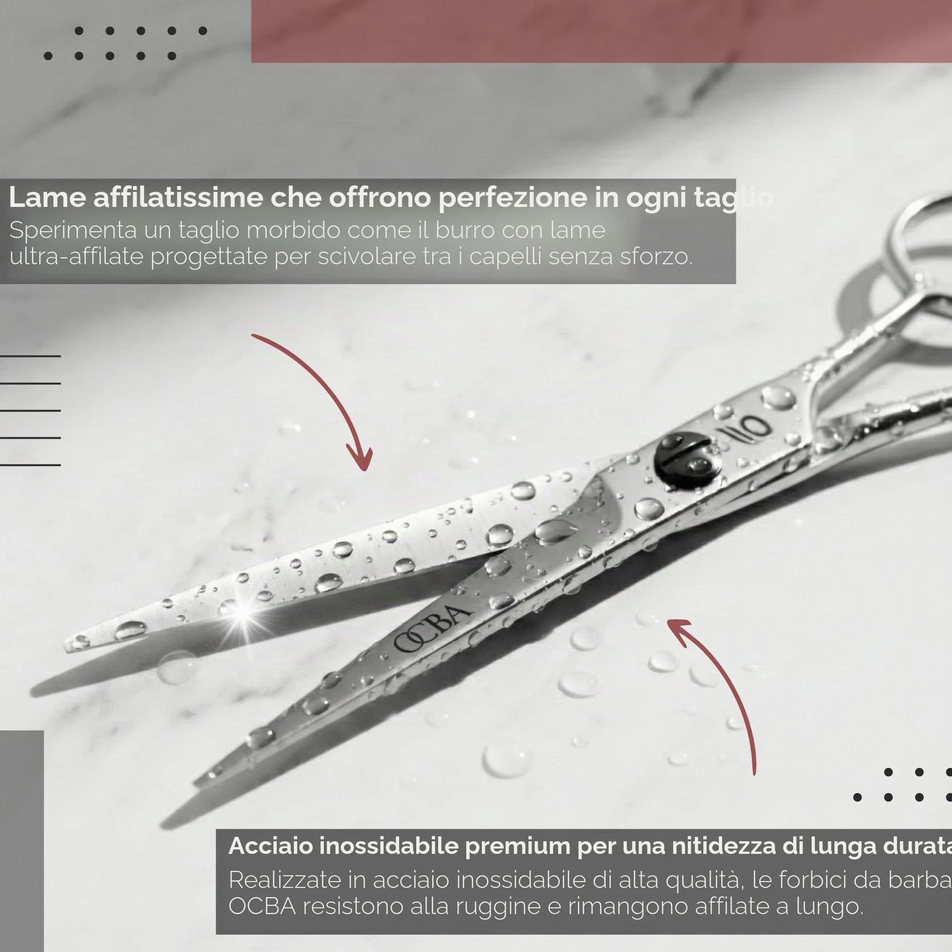 Forbici professionali per baffi in acciaio inossidabile per rifinire sopracciglia uomo Argento
