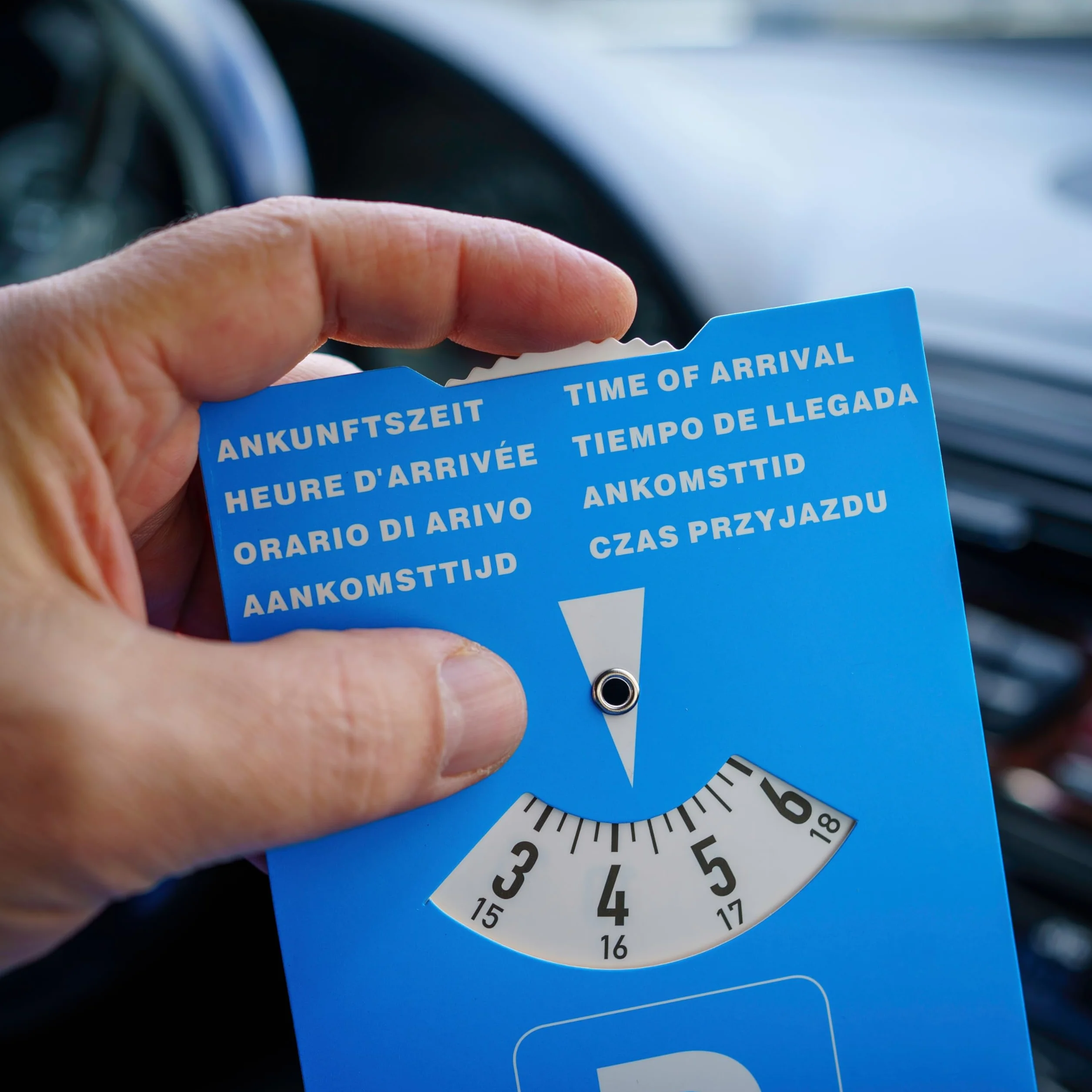 Disco di parcheggio blu 2 pezzi regolabile su entrambi i lati parchimetro otto lingue