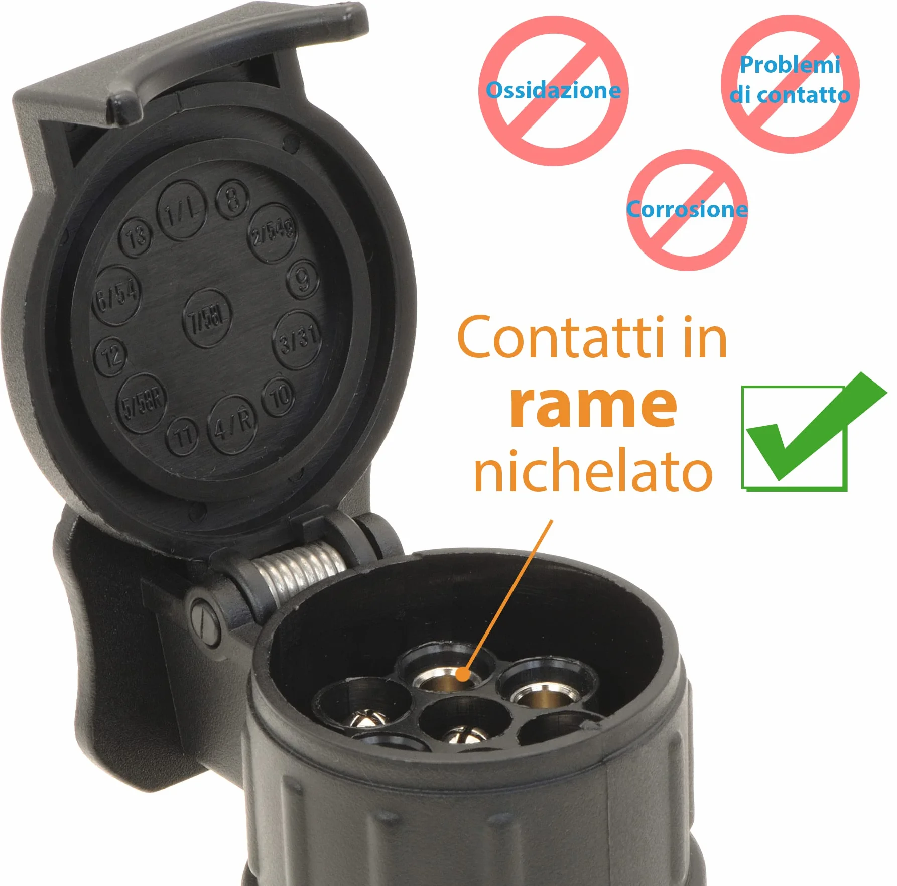 Valonic Adattatore 13 a 7 Poli per Gancio di Traino Nero