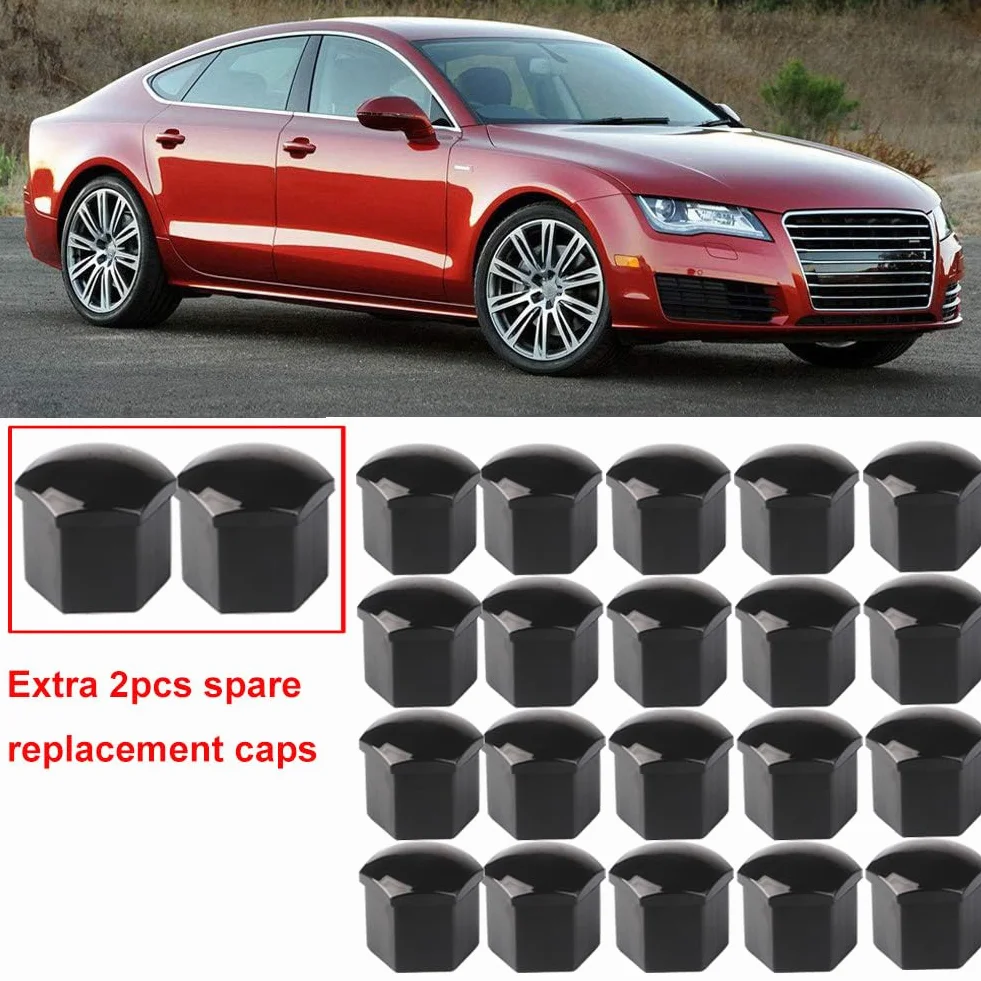 Gebildet 22 Pezzi Tappi a Vite Ruota Set Universale 21 mm, Copridadi Ruota per Auto, Tappi Dadi Ruota Cerchione, Coperture Copricerchi con Estrattore (Nero)