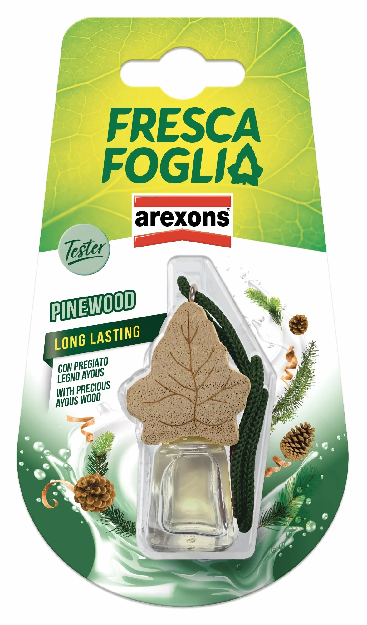 AREXONS 19091 Fresca foglia Boccettino Fragranza Pinewood 4,5 ml Profumatore Auto Liquido