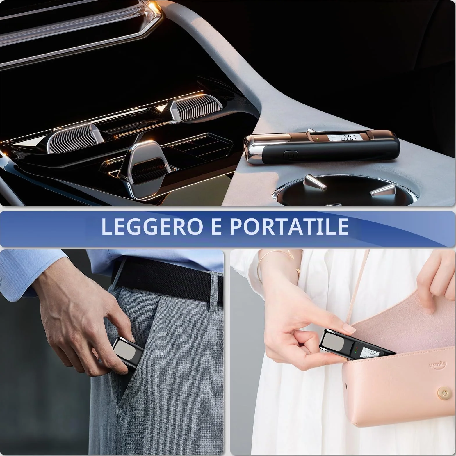 Etilometro Portatile Certificato con Display LCD, Alcol Test Digitale, Senza Boccagli