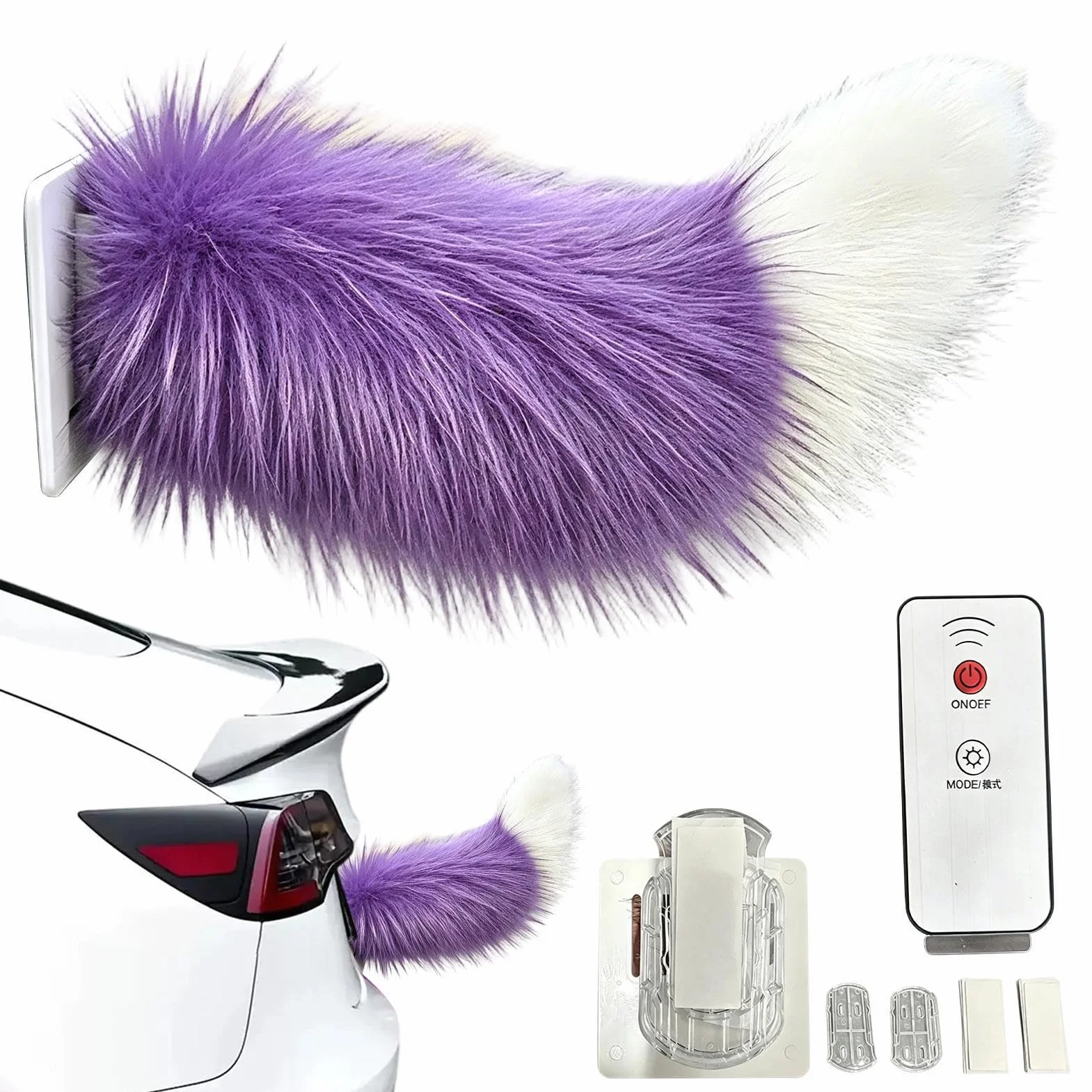 Coda Mobile Elettrica con Telecomando,Scodinzolante Telecomandata Ricaricabile Realistica Carina Decorazione,Decorazione Auto in Peluche - Per Camper Viaggi Camion Moto Casa Vacanze Compleanno Feste S