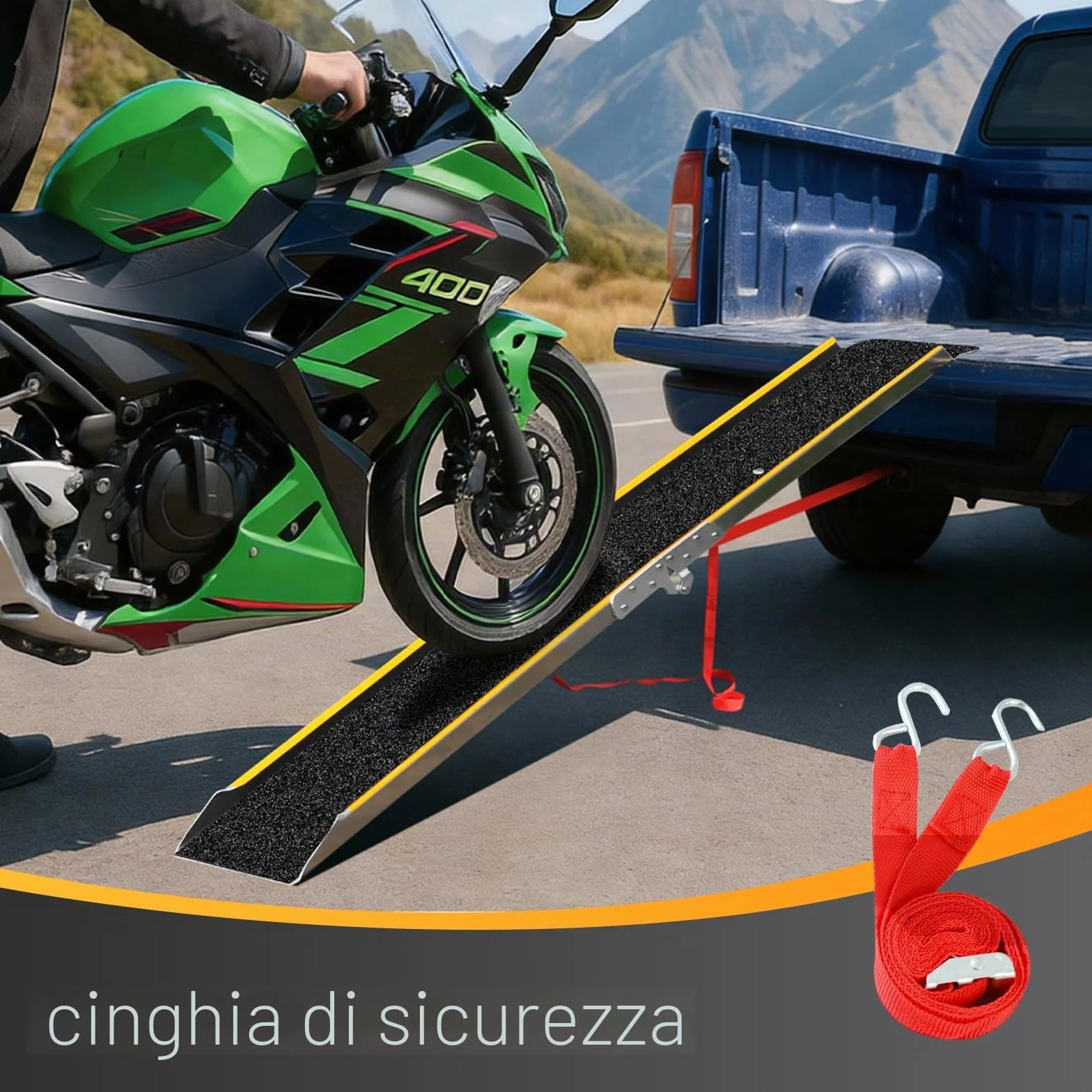 LIEKUMM Rampa di Carico Pieghevole in Alluminio, 180 x 25 cm Rampa di Salita, Portata 200 kg Portatile Rampa per ATV con Superficie Antiscivolo Rampa per rimorchi fuoristrada