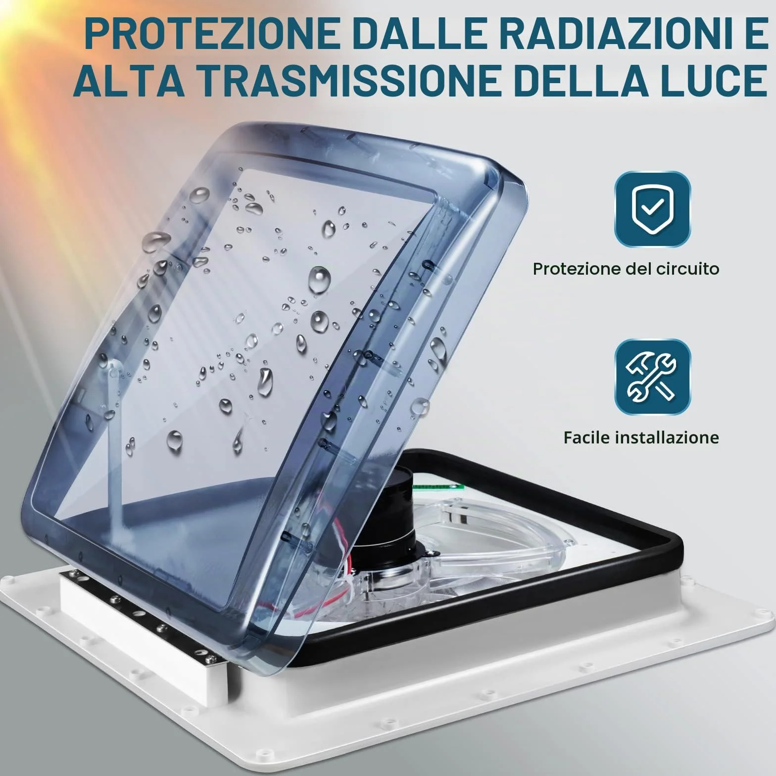Ventilatore da Tetto per Camper 12 V Reversibile Presa d'Aria Dual Mode Sfiato Roulotte Rimorchi