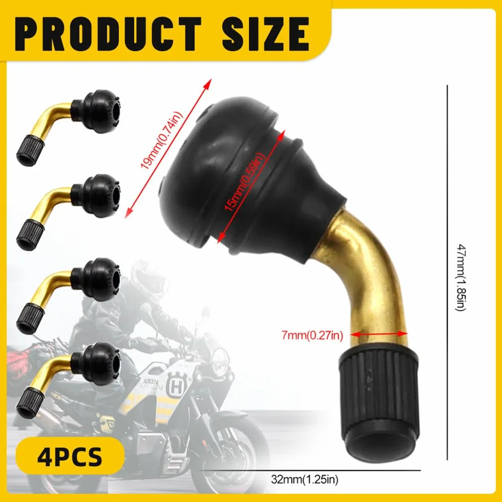 Valvole Pneumatici Tubeless In Ottone A 90° 4 Pezzi Per Moto Auto Biciclette