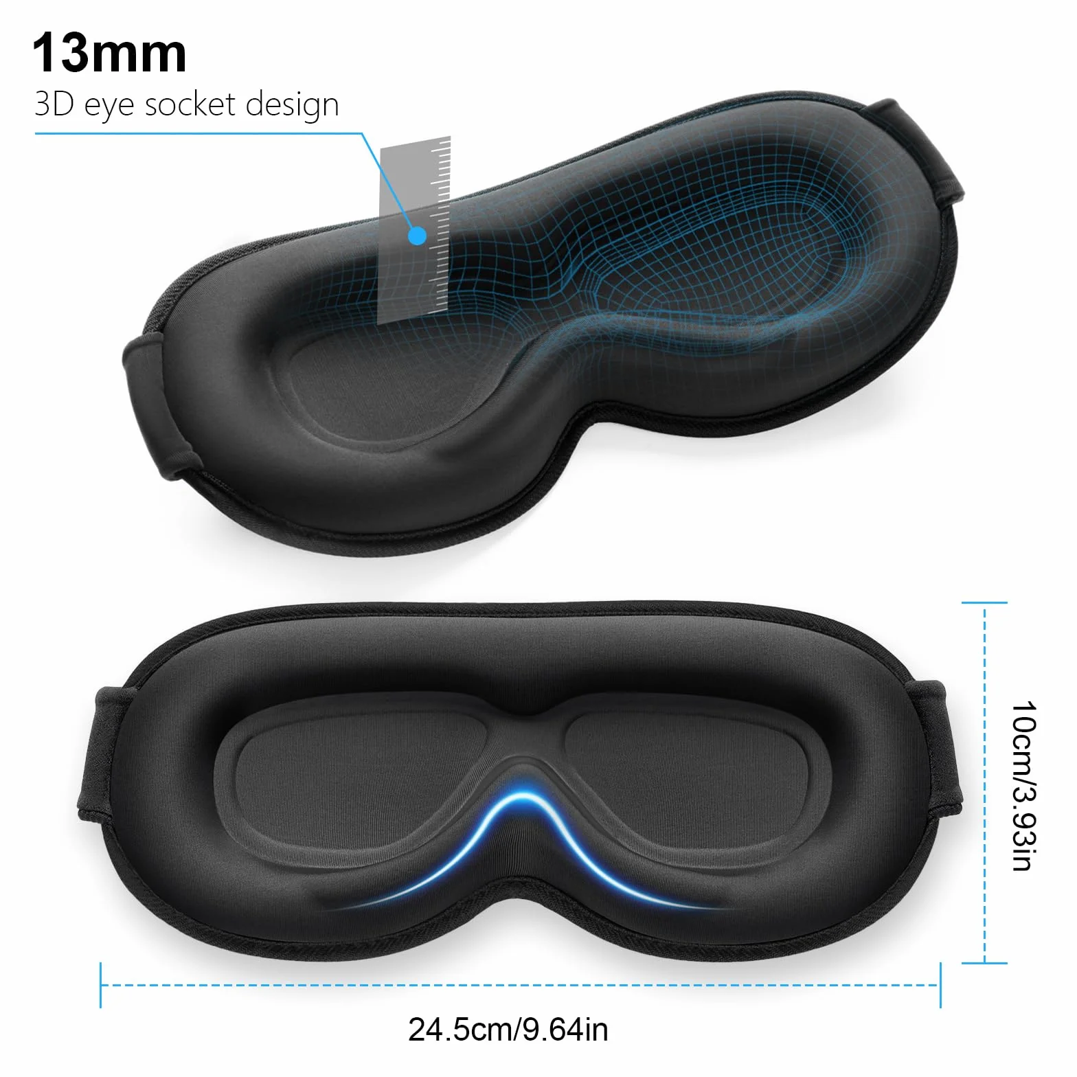 Gritin Mascherina per Dormire 3D, Maschera Occhi Blocca Luce, Pressione Zero, Morbida