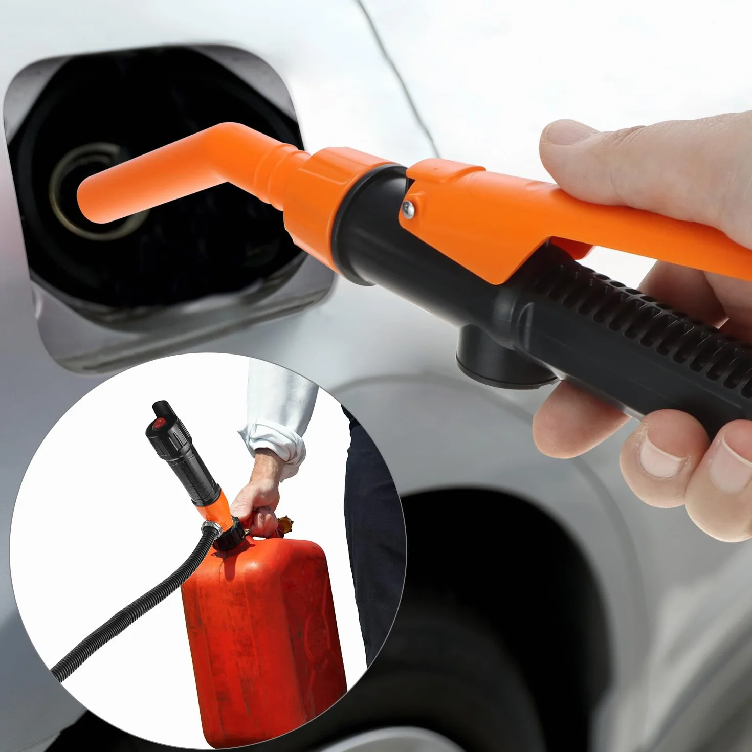 QWORK® Pompa di Carburante, Pompe di trasferimento Portatili con ugello a Fermo rapido e Controllo del Flusso, per Olio, Diesel, Benzina