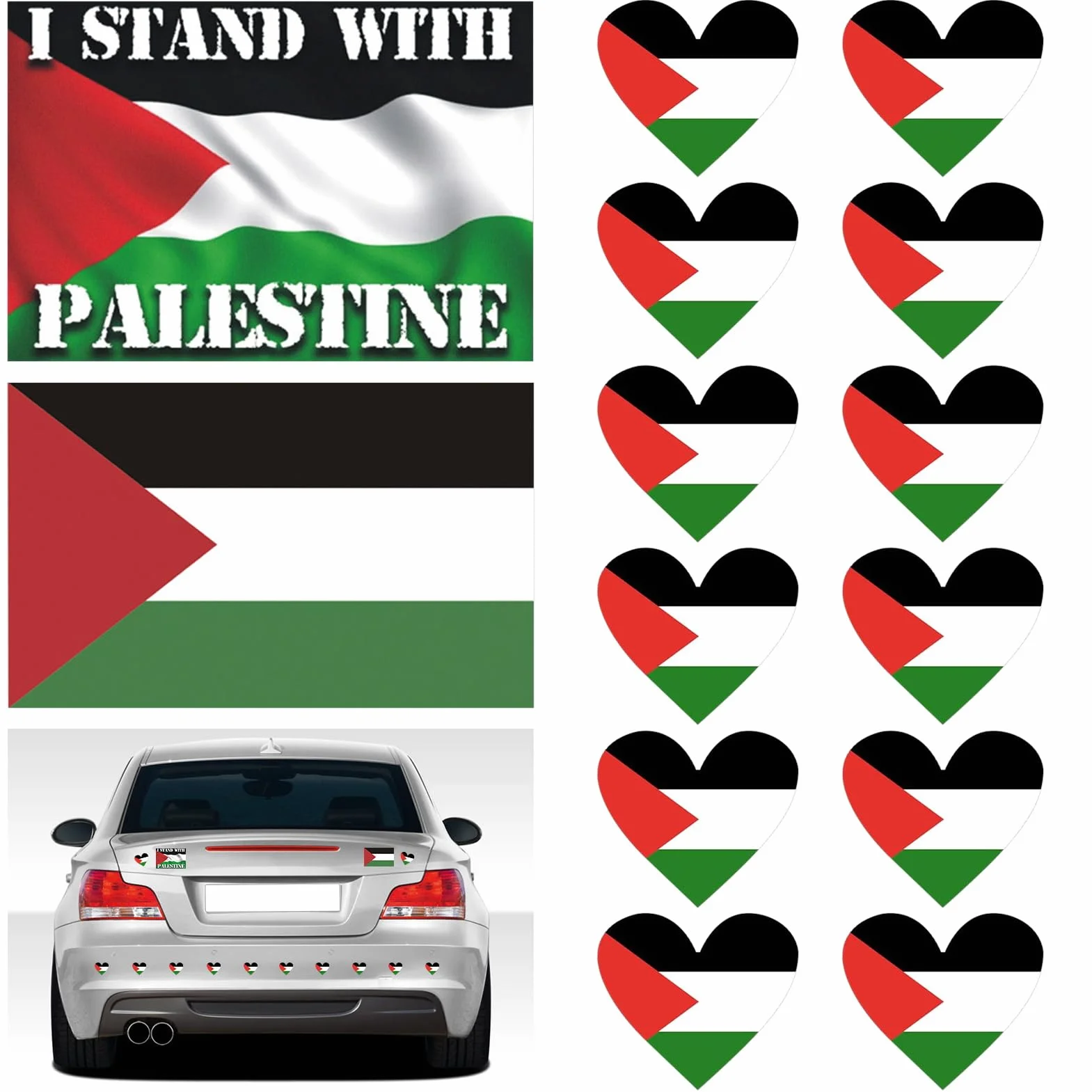 14 pcs Adesivo Bandiera Palestina, Bandiera Palestinese Auto Adesivo, Mini Adesivo Bandiera Palestinese, per Porte e Finestre, Paraurti, Supporto per Bottiglie di Computer Portatili Della Palestina