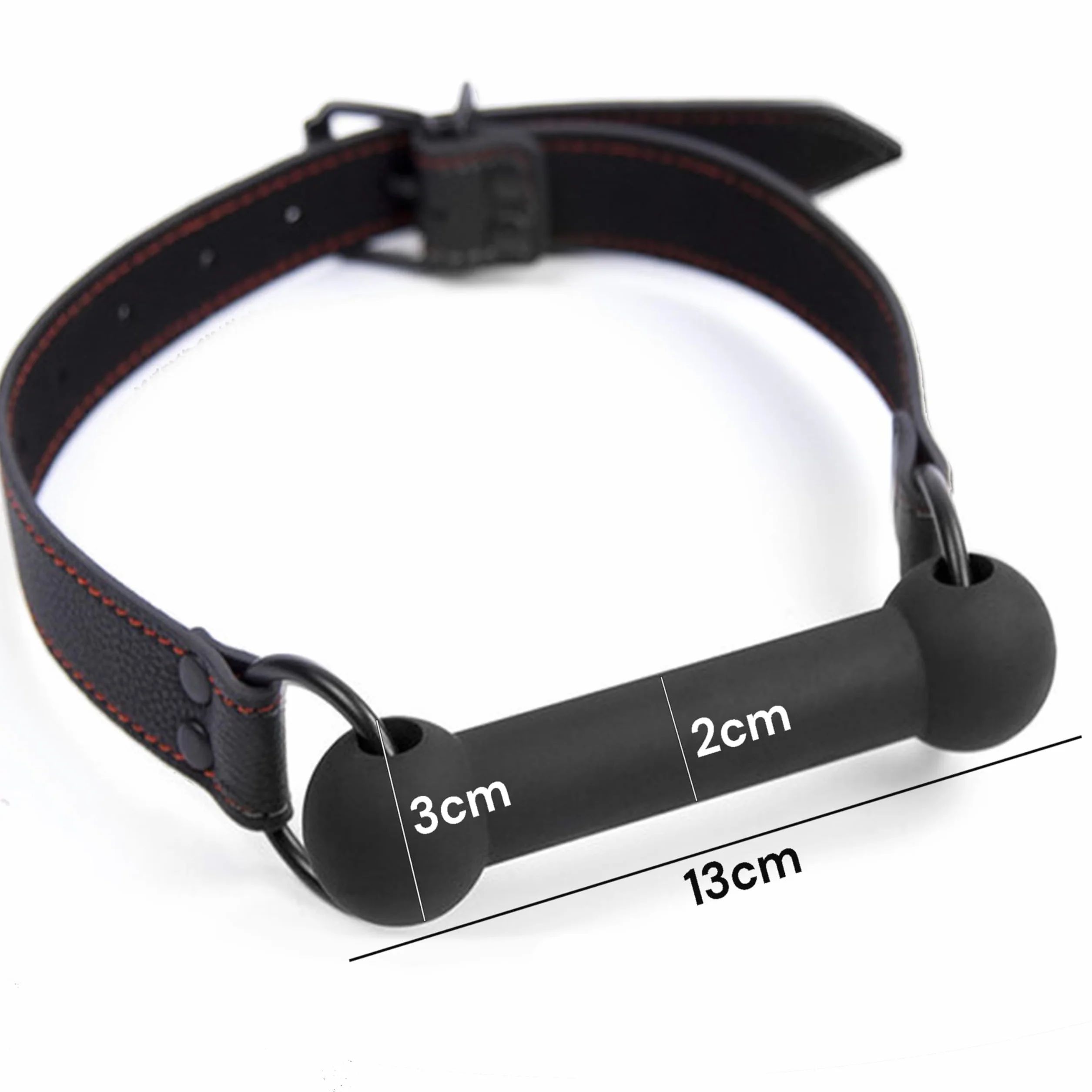 Mouth Gag BDSM a Forma di Osso Nero Regolabile Ecopelle per Bondage Fetish Gioco Ruolo