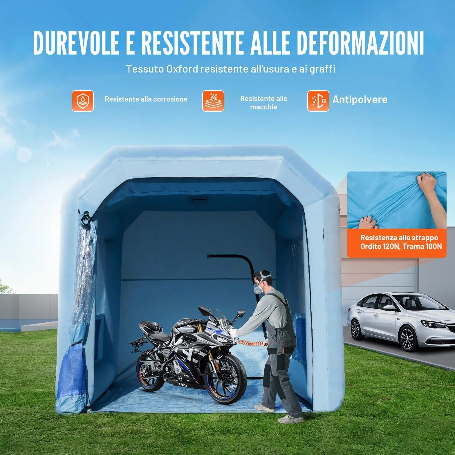 VEVOR Cabina di Verniciatura Gonfiabile, Tenda di Verniciatura Gonfiabile Portatile Potente Ventilatore, Sistema di Filtro dell'Aria, Verniciatura per Auto Veicoli e Mobili 4 x 3 x 2,75 m, 750 W