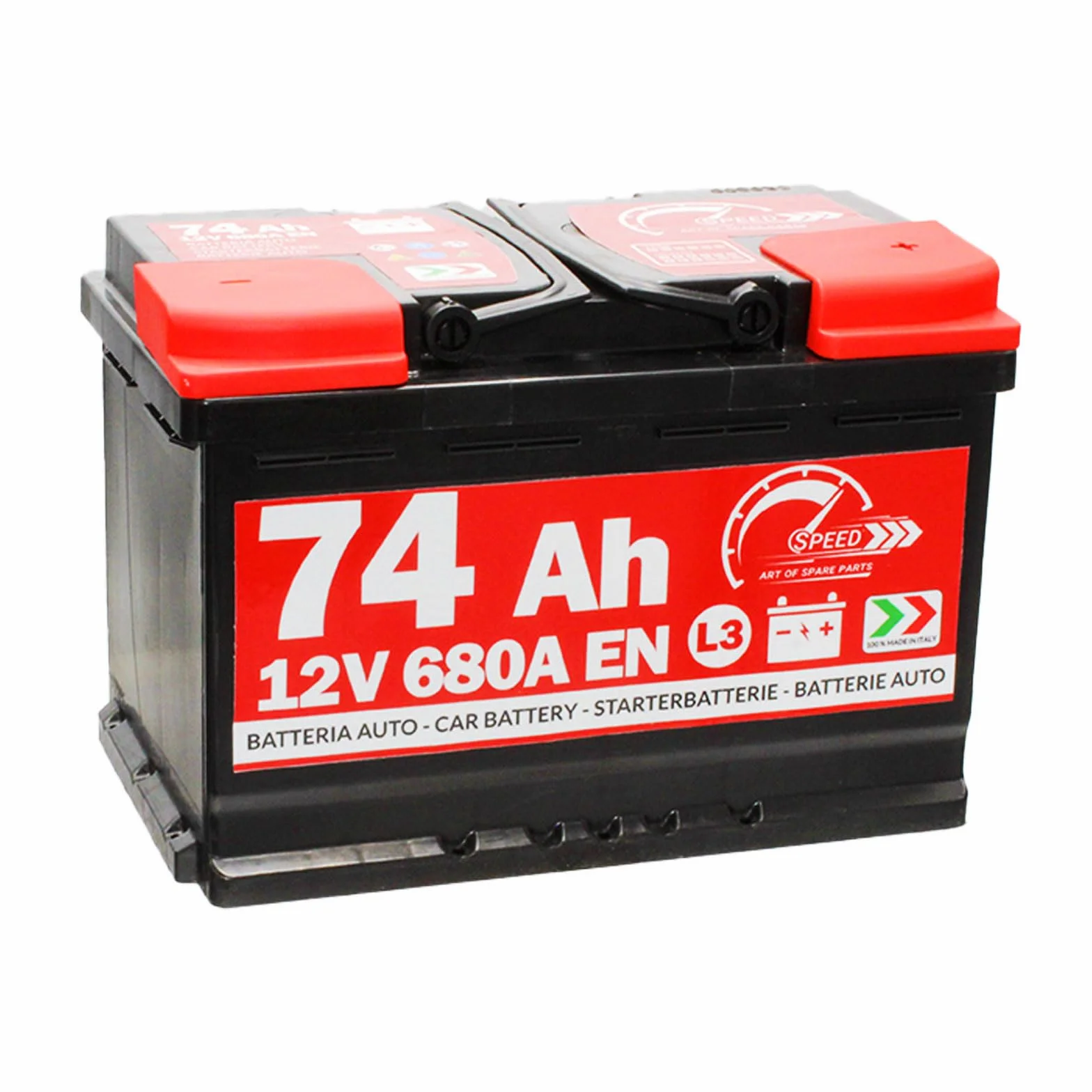 BATTERIA AUTO SPEED BY SMC 12V 74AH 680A CON POLO POSITIVO A DESTRA L374 CODICE