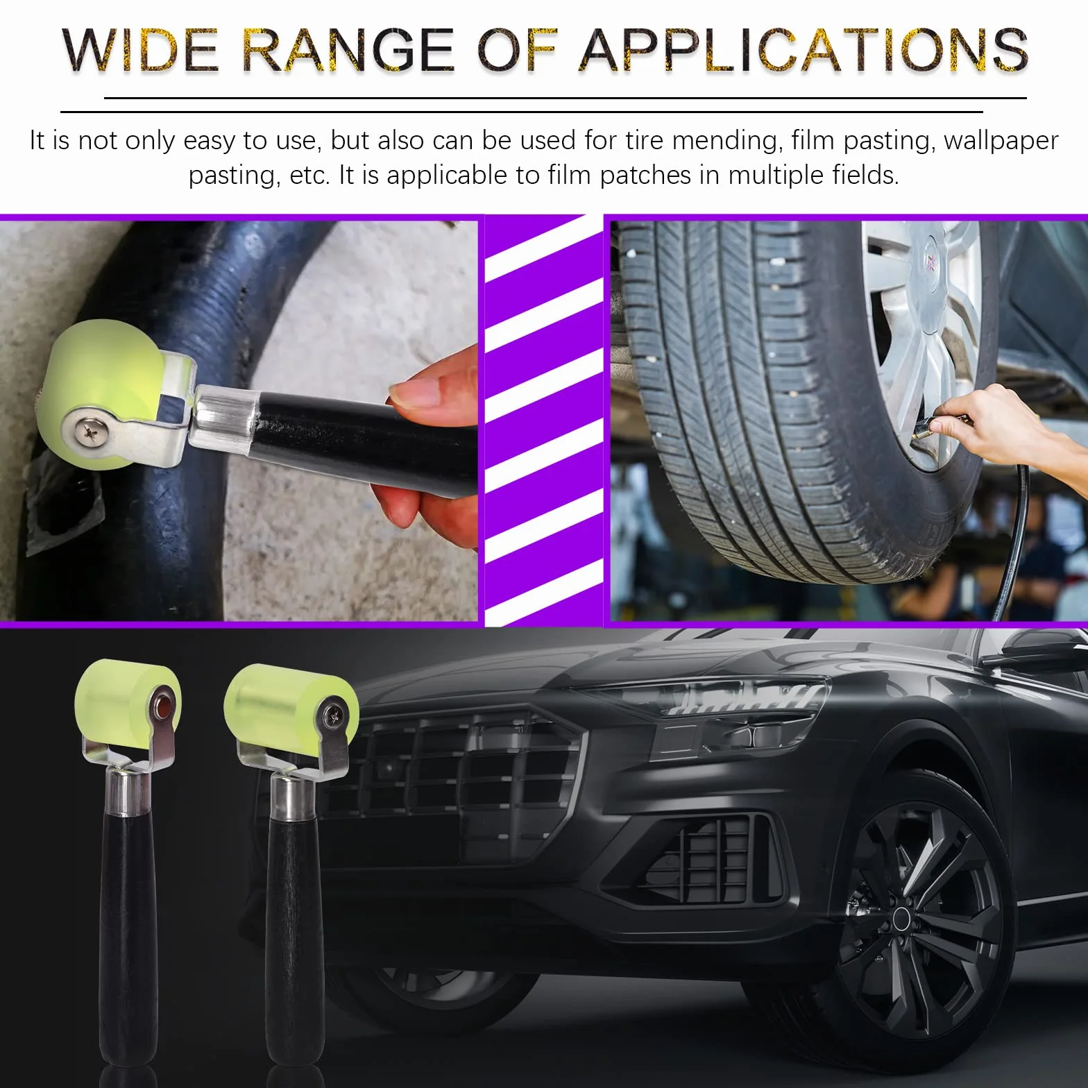 Swpeet Kit di 2 rulli fonoassorbenti (3 cm e 5 cm) – Rullo di gomma professionale per applicazioni di isolamento e impermeabilizzazione automobilistiche