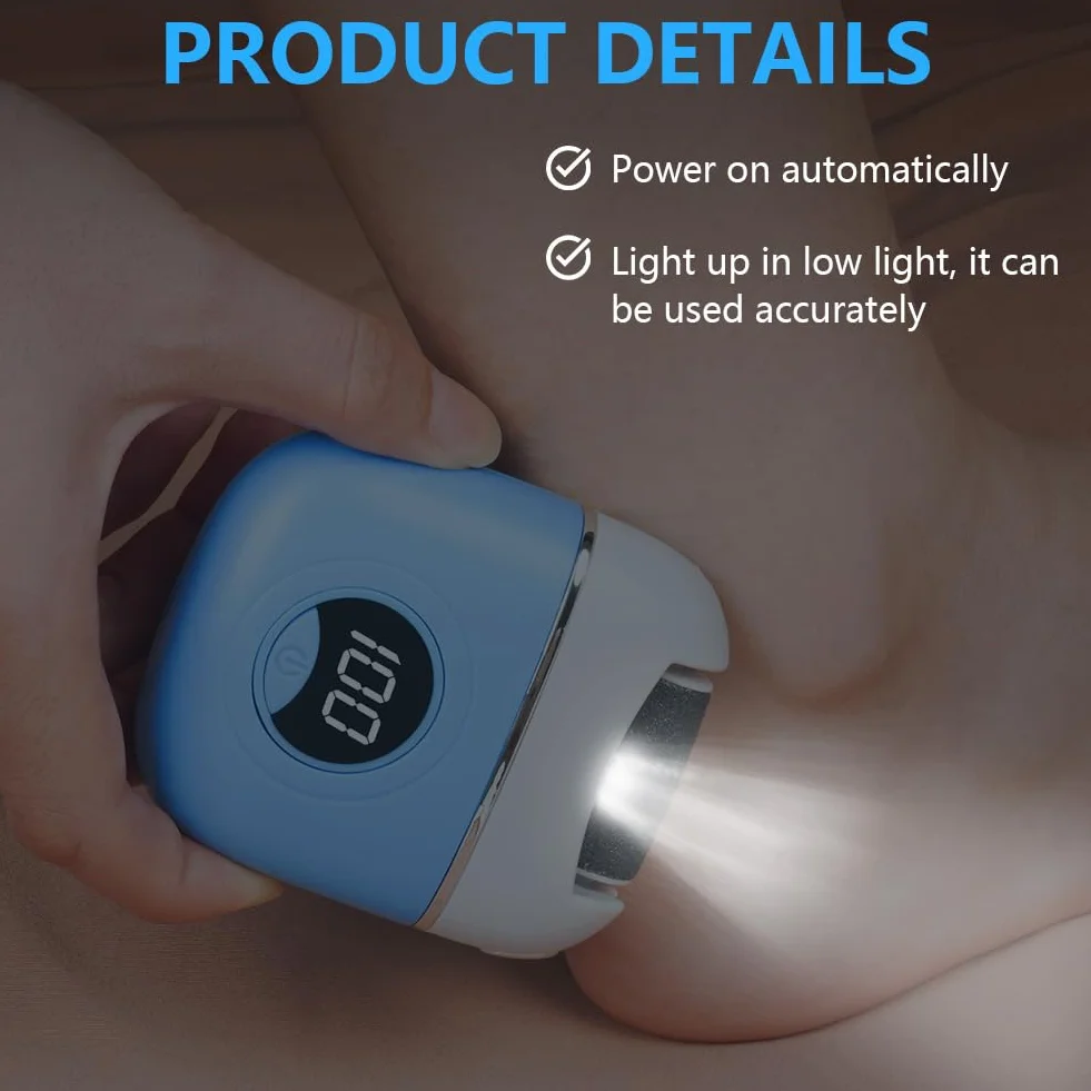 OSDUE Pedicure Elettrico Professionale con 3 Rulli Sostituibili, Rimozione Calli Ricaricabile 2 Velocità