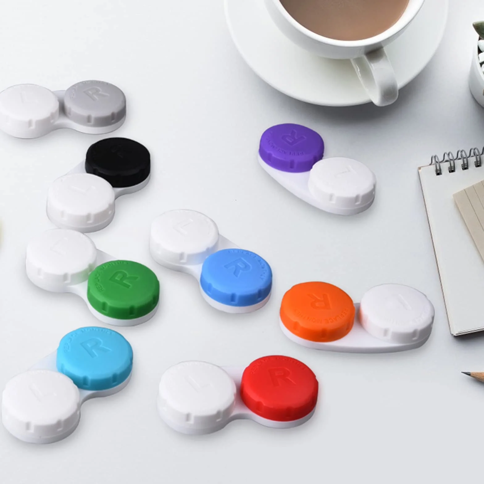 Lasiyanor 12 custodie colorate per lenti a contatto, kit immersione a prova di perdite con tappo a vite