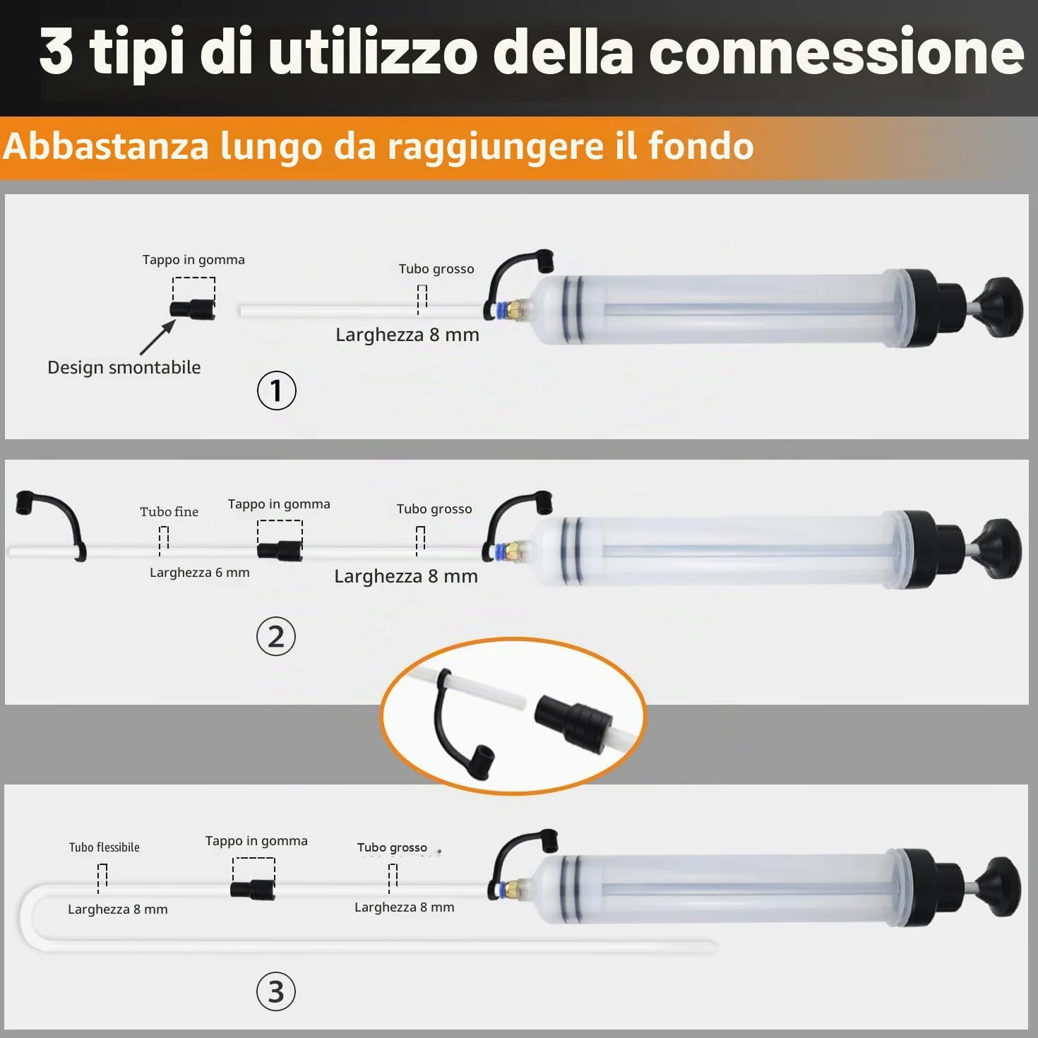 Siringa per Estrazione Olio 500 ml Pompa Manuale con Tubo Flessibile